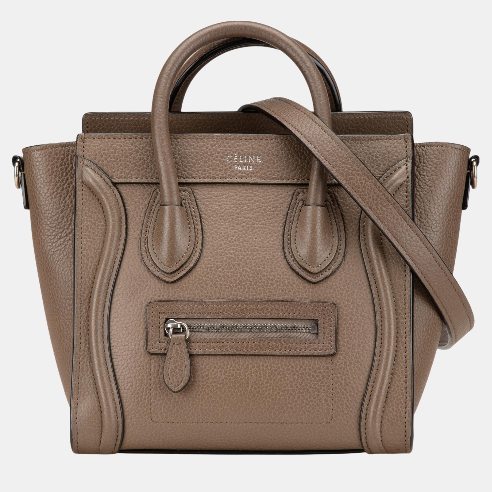 

Celine Brown Nano Leather Luggage Tote