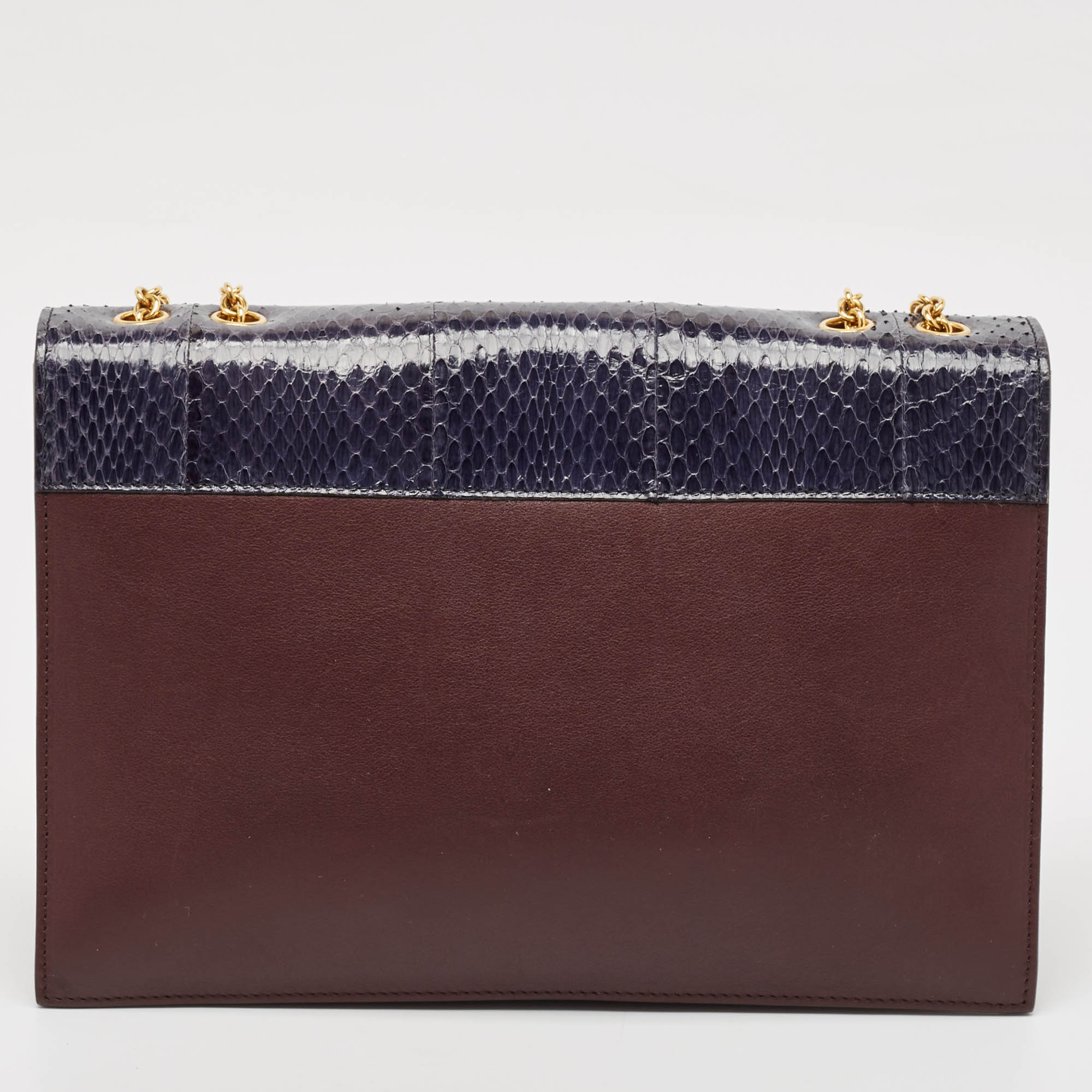 Celine Tricolor Leather and Python Pocket Envelope Shoulder Bag 