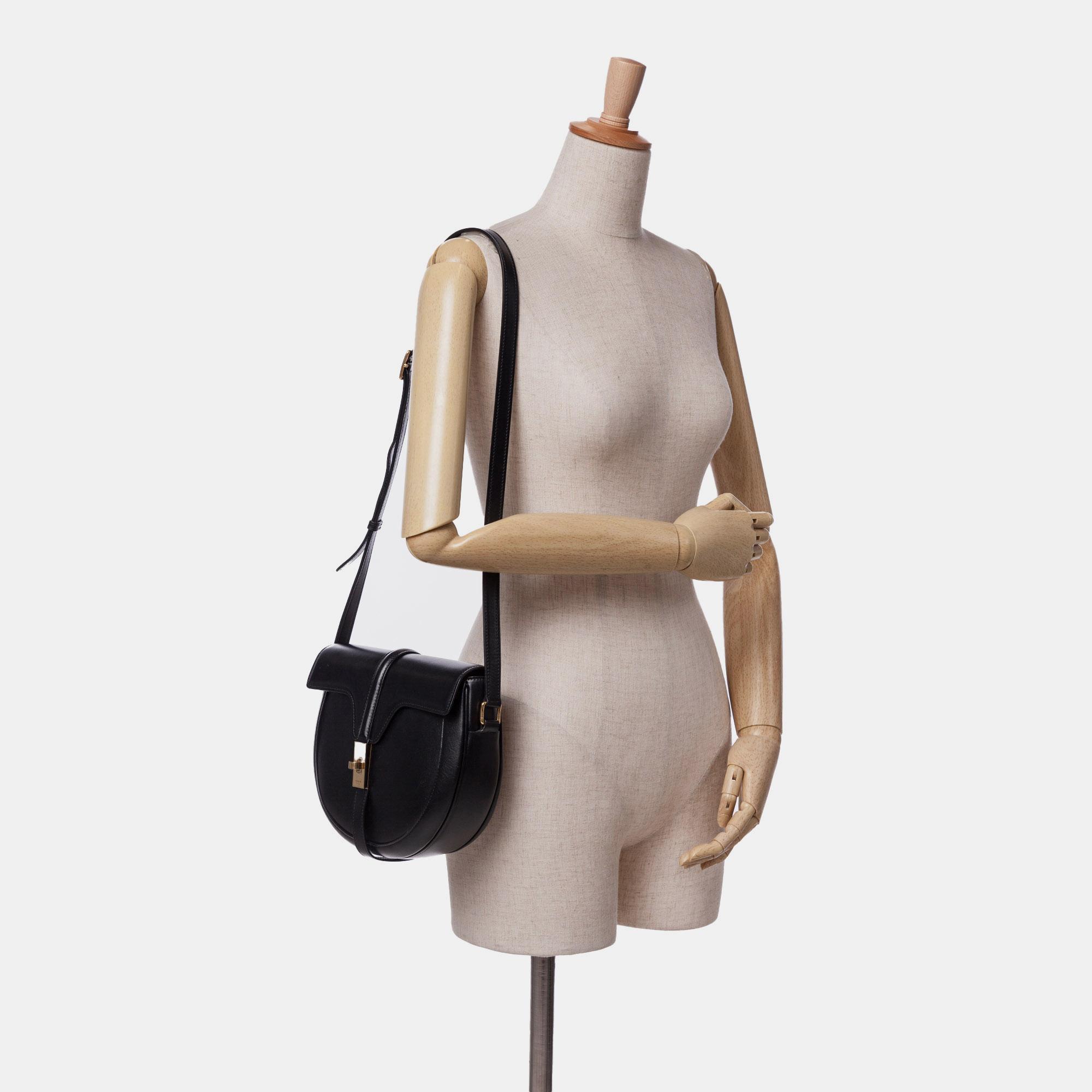 Celine Black Medium Leather Besace 16 Crossbody 
