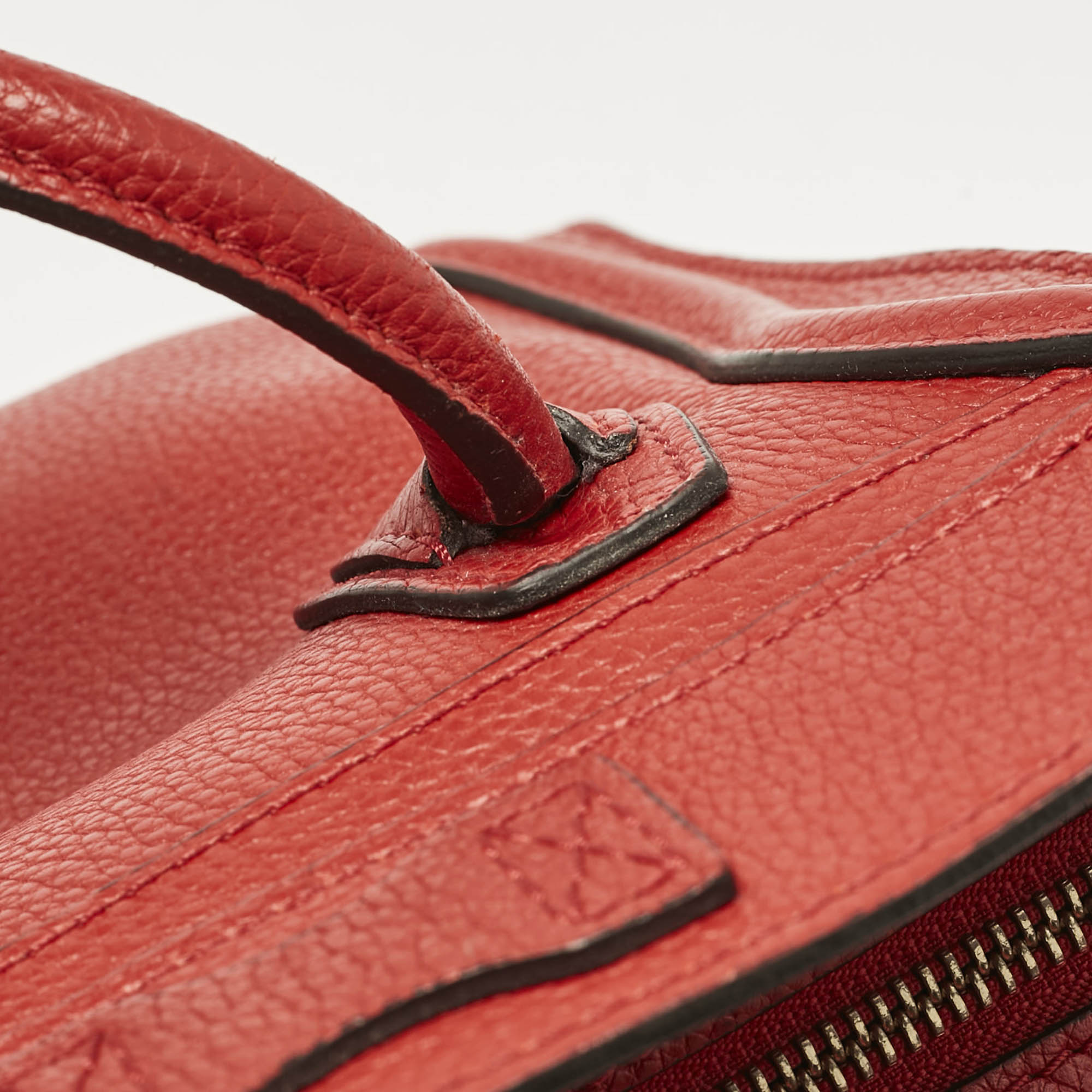 Celine Red Leather Nano Luggage Tote 