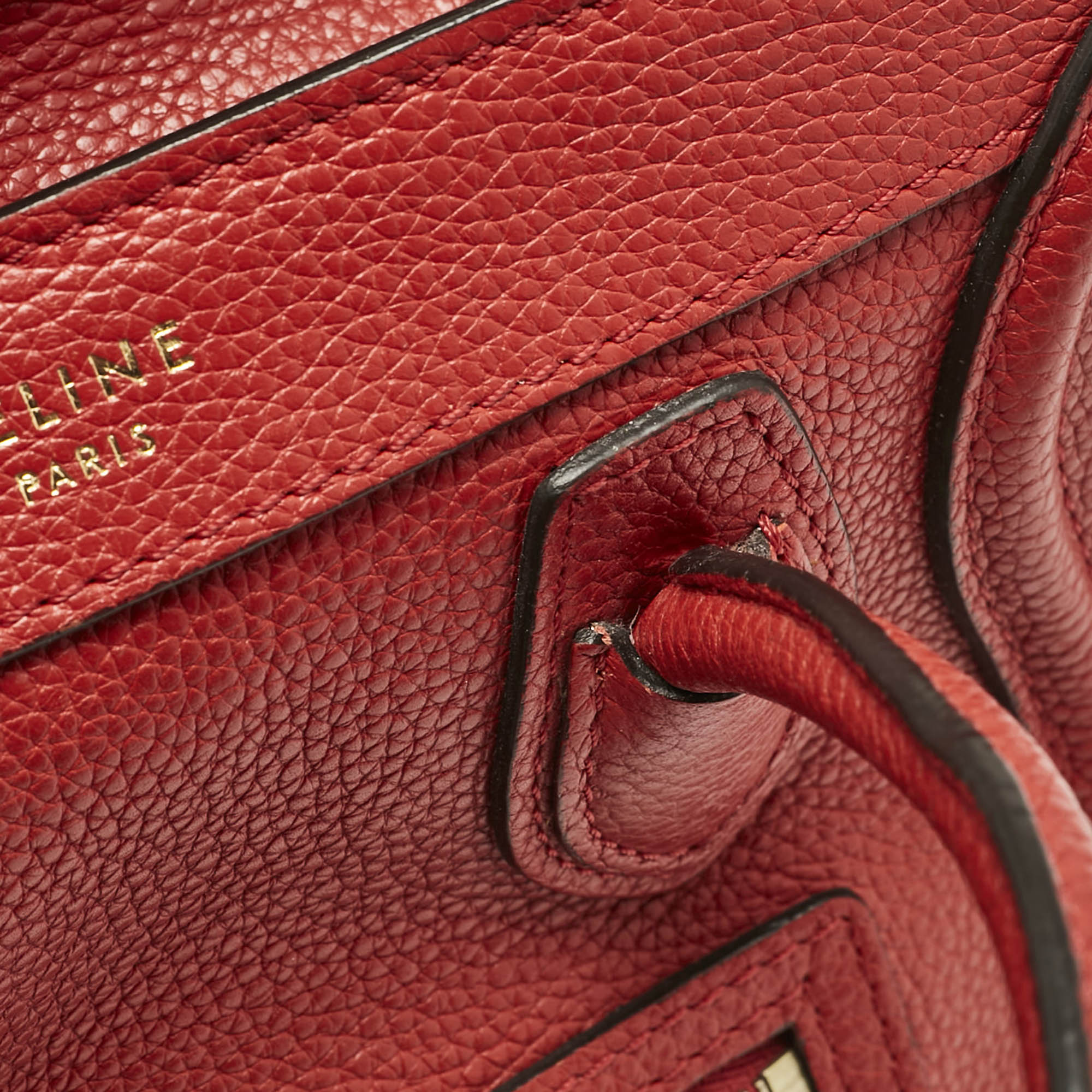 Celine Red Leather Nano Luggage Tote 