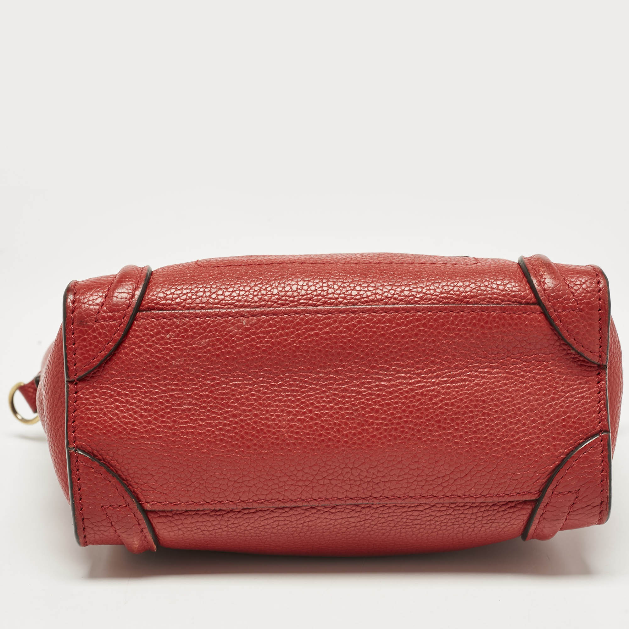 Celine Red Leather Nano Luggage Tote 