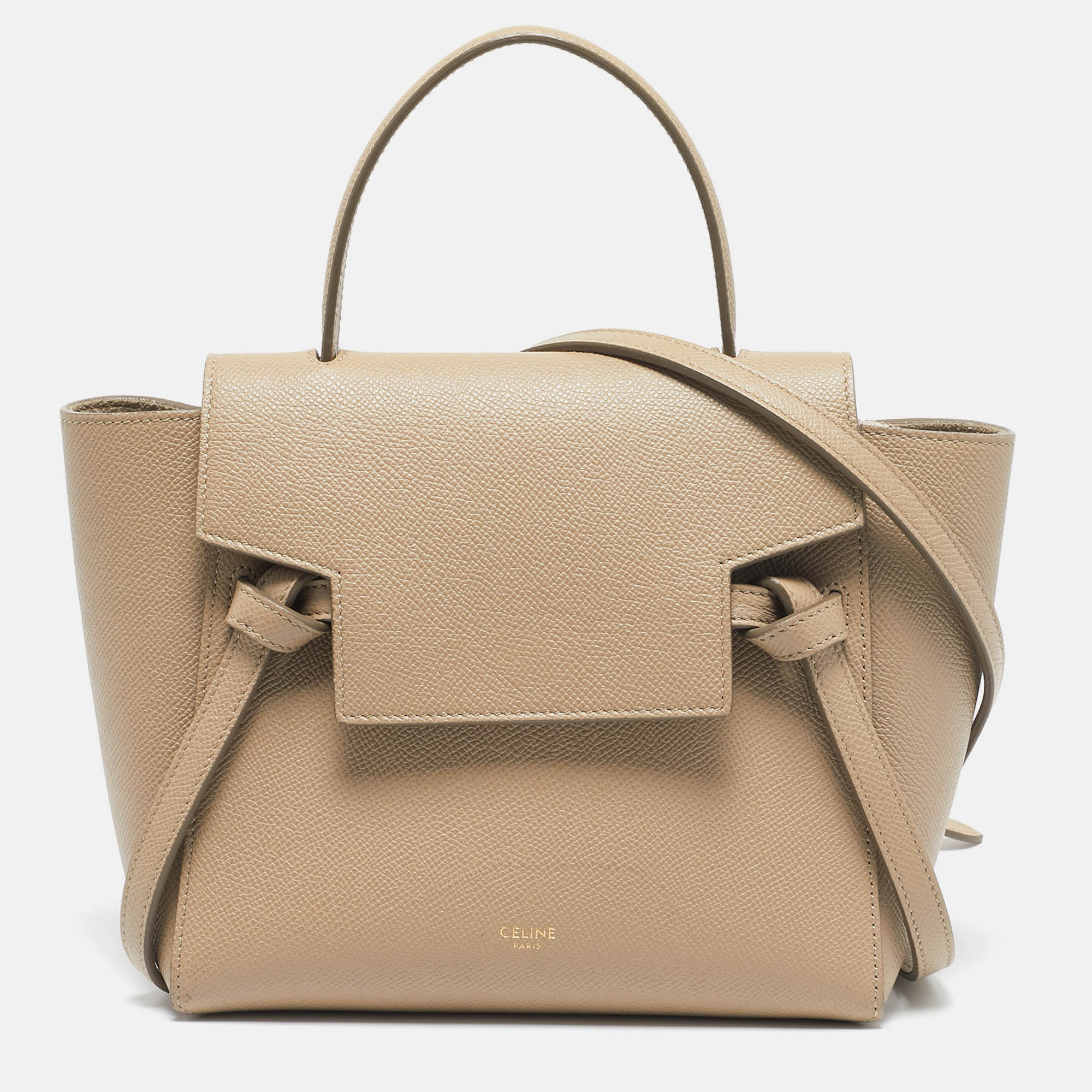 

Celine Beige Leather Nano Belt Top Handle Bag