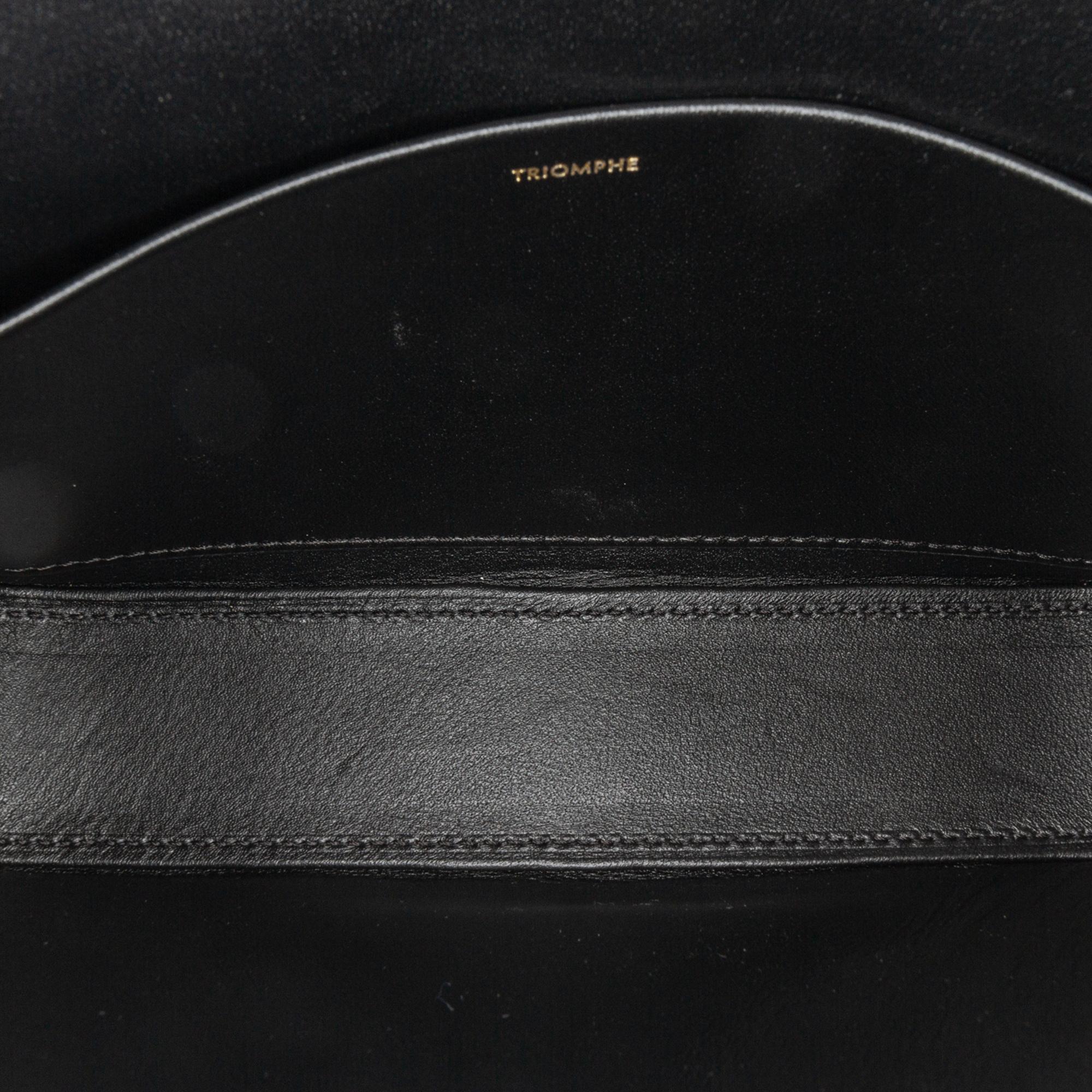 Celine Black Triomphe Leather Claude Shoulder Bag 