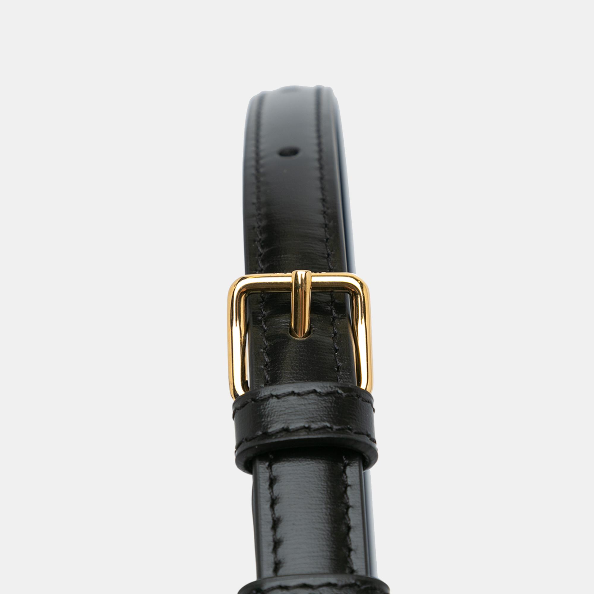 Celine Black Triomphe Leather Claude Shoulder Bag 