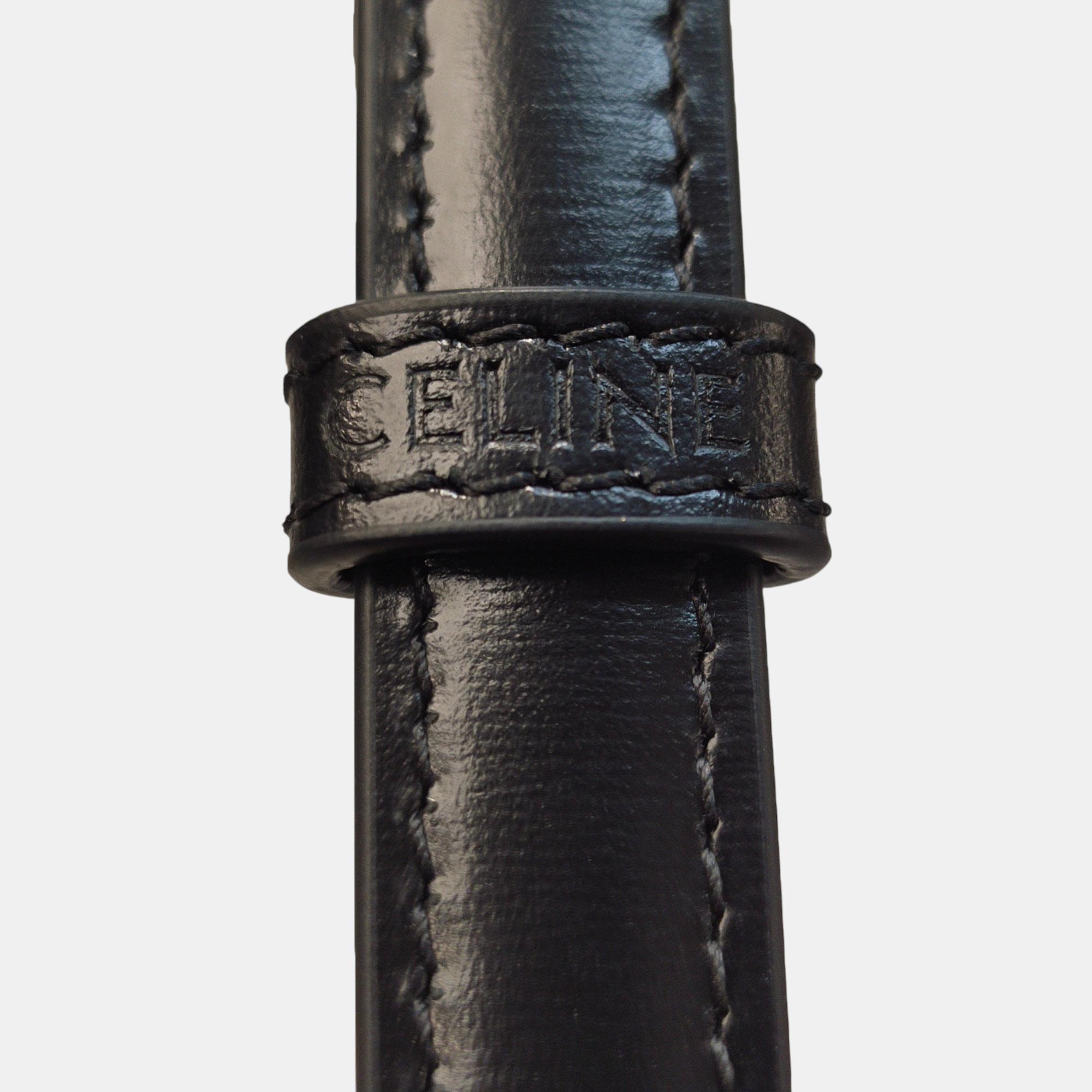 Celine Black Triomphe Leather Claude Shoulder Bag 