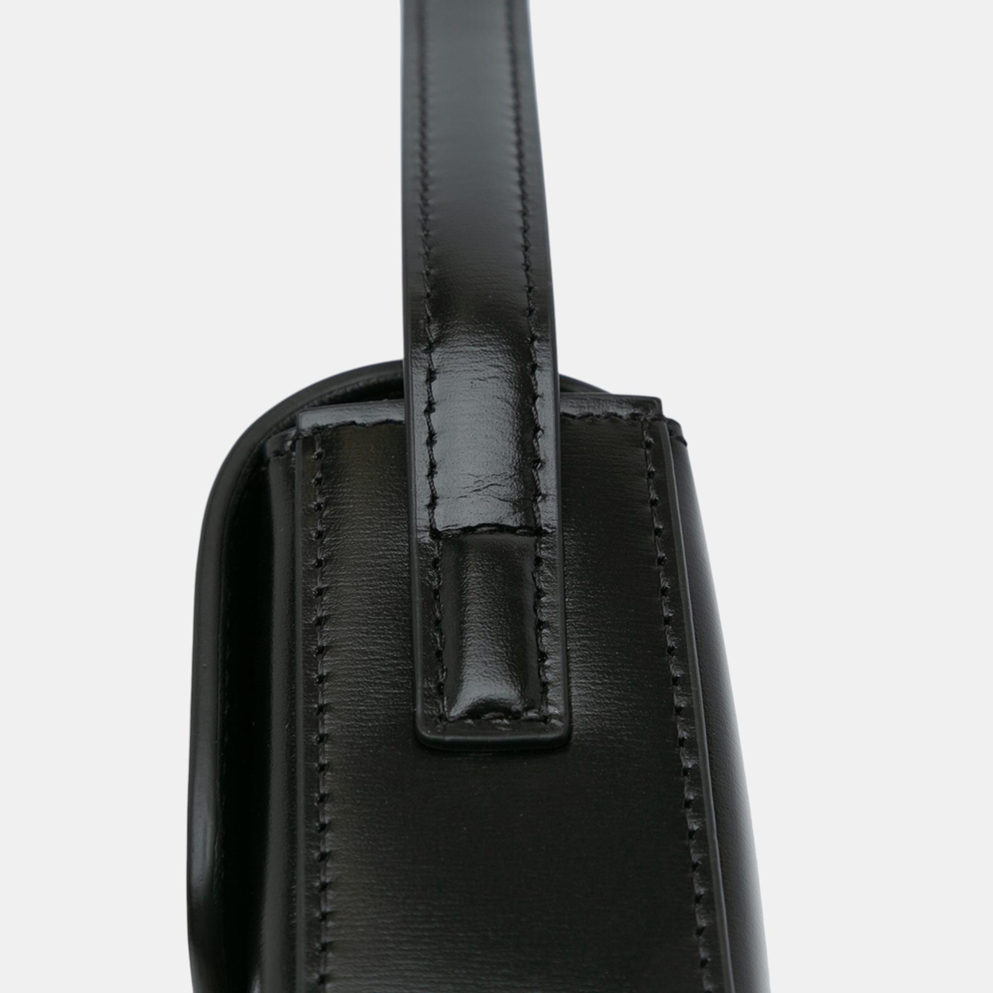 Celine Black Triomphe Leather Claude Shoulder Bag 