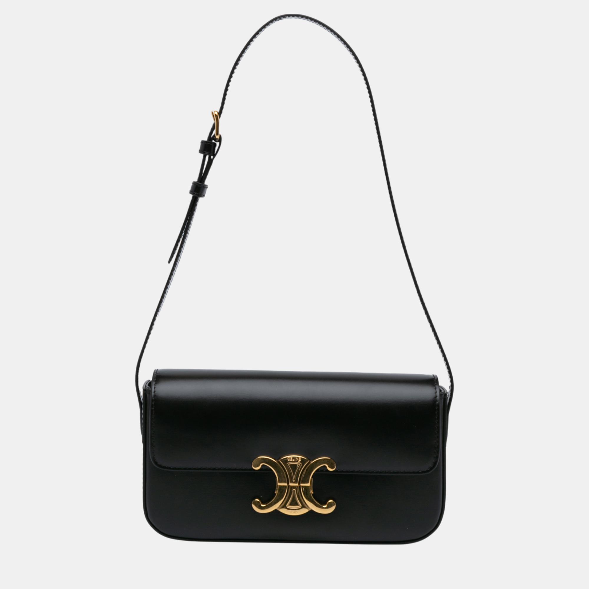 

Celine Black Triomphe Leather Claude Shoulder Bag