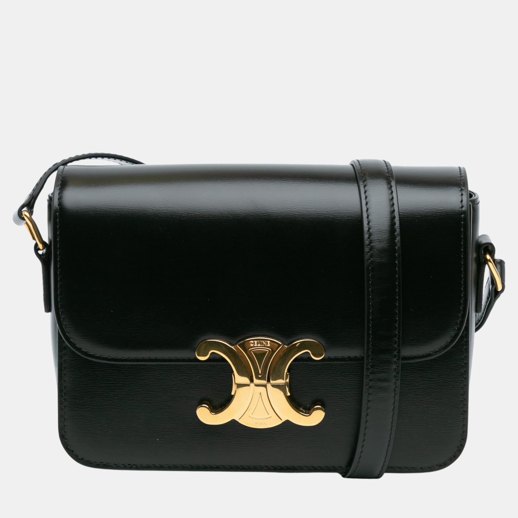 

Celine Black Teen Shiny Calfskin Triomphe Crossbody