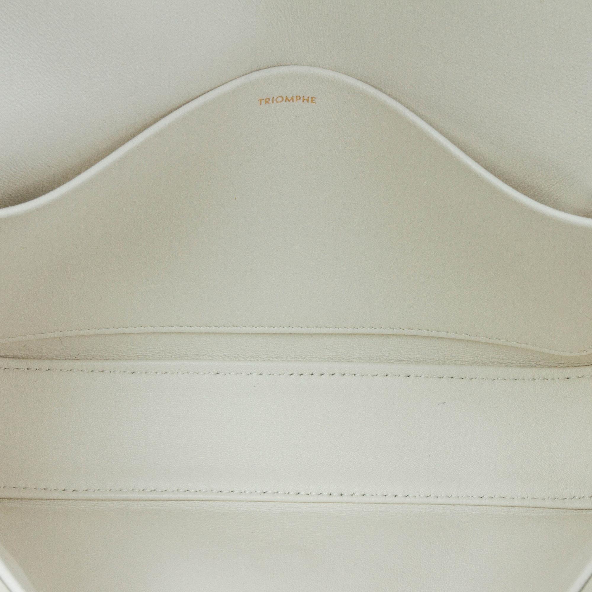 Celine White Shiny Calfskin Claude Chain Shoulder Bag 