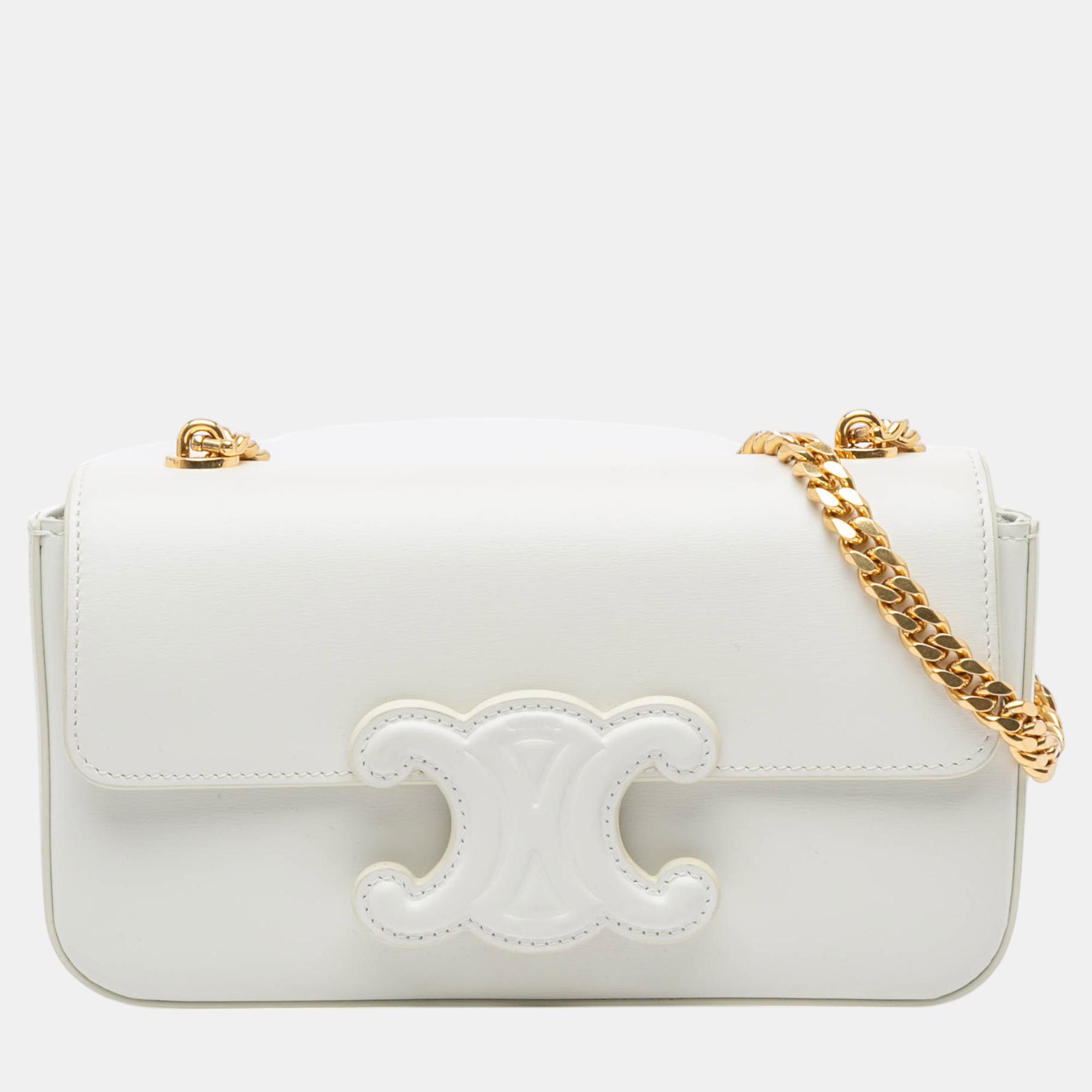 

Celine White Shiny Calfskin Claude Chain Shoulder Bag