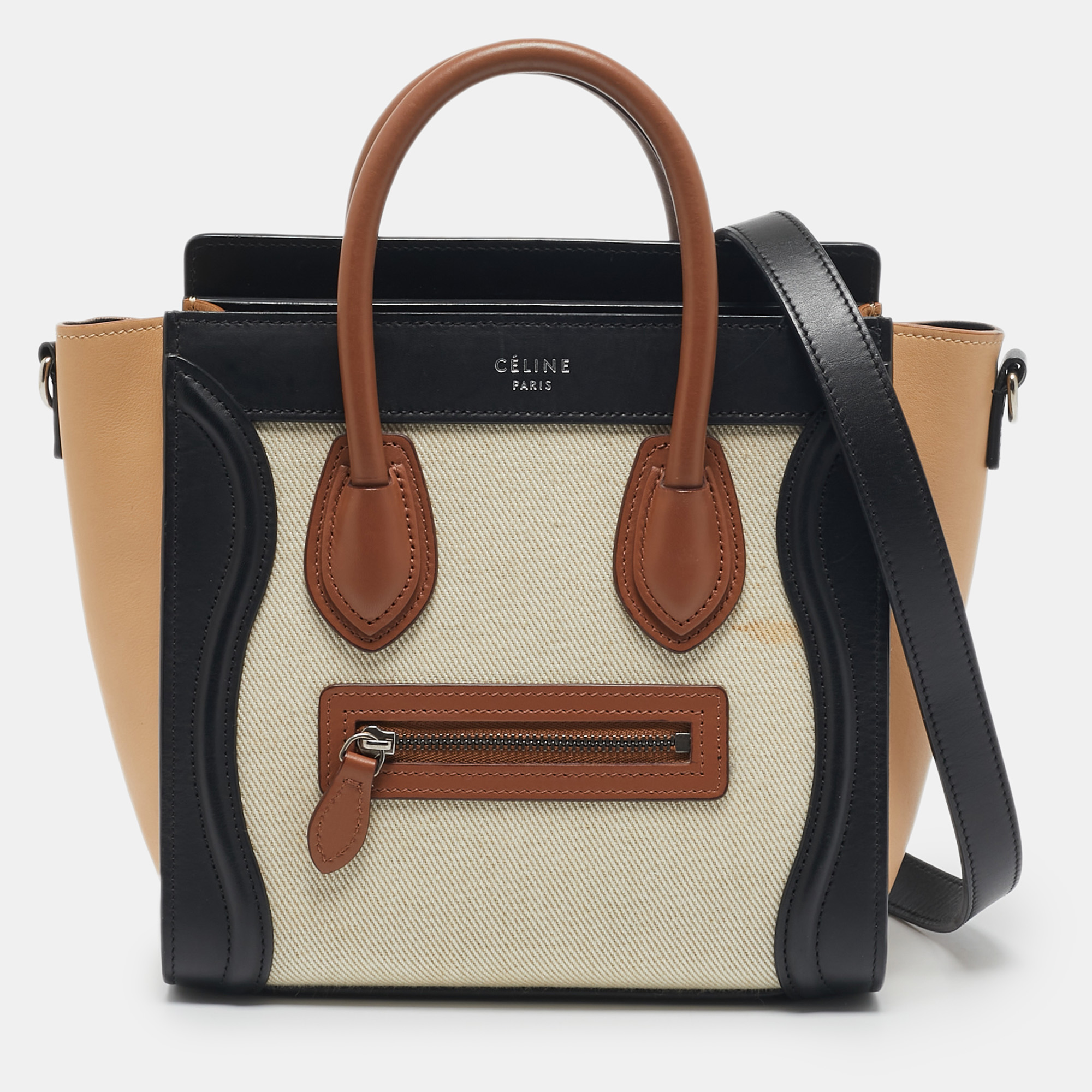 

Celine Multicolor Leather and Fabric Nano Luggage Tote