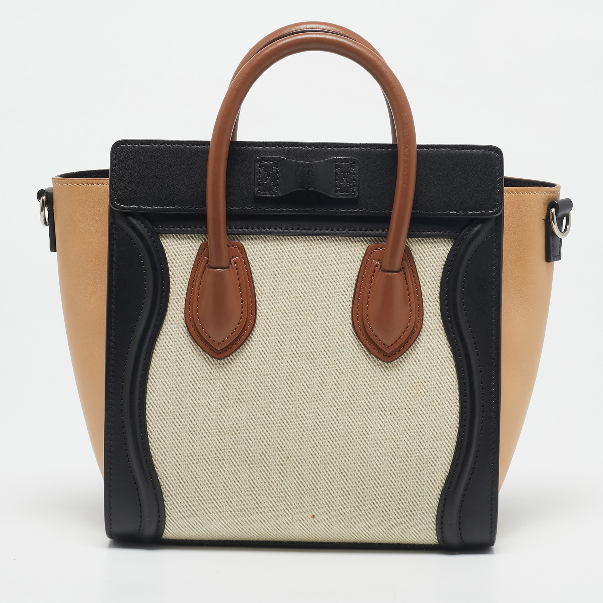 Celine Multicolor Leather and Fabric Nano Luggage Tote 
