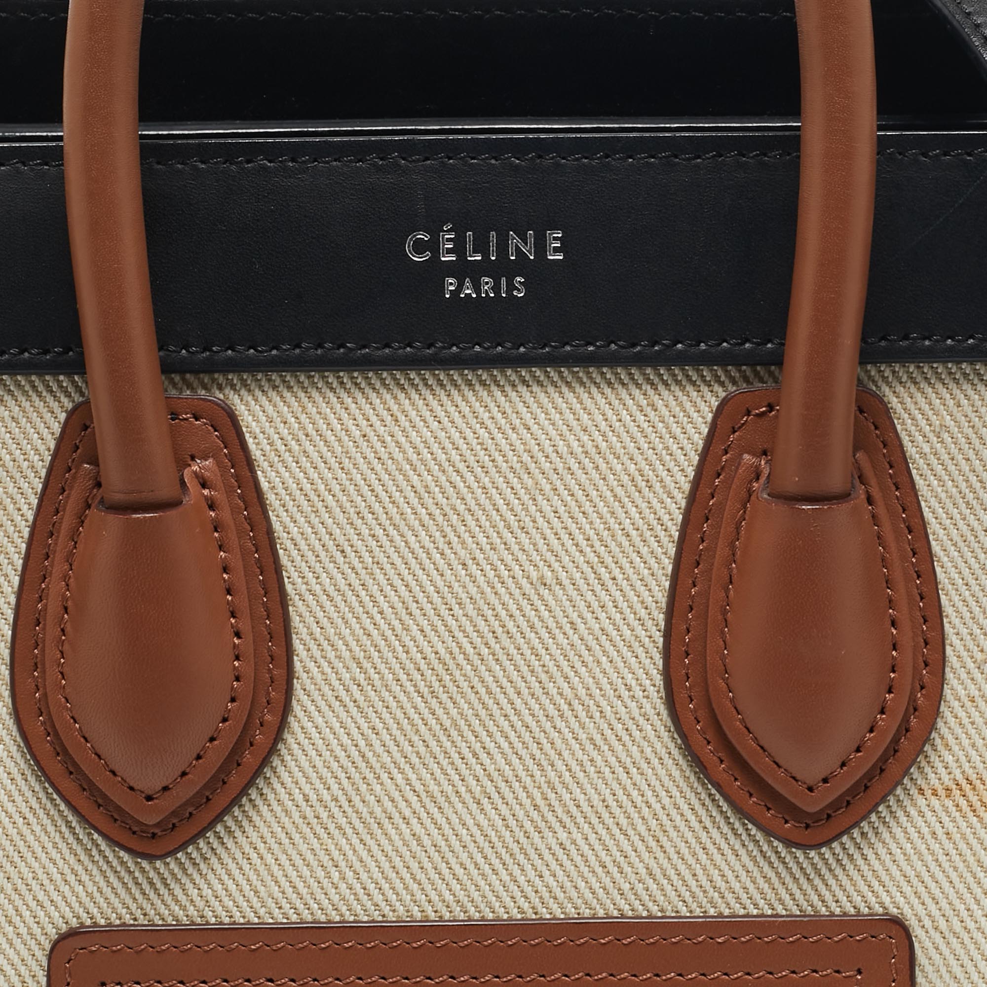 Celine Multicolor Leather and Fabric Nano Luggage Tote 