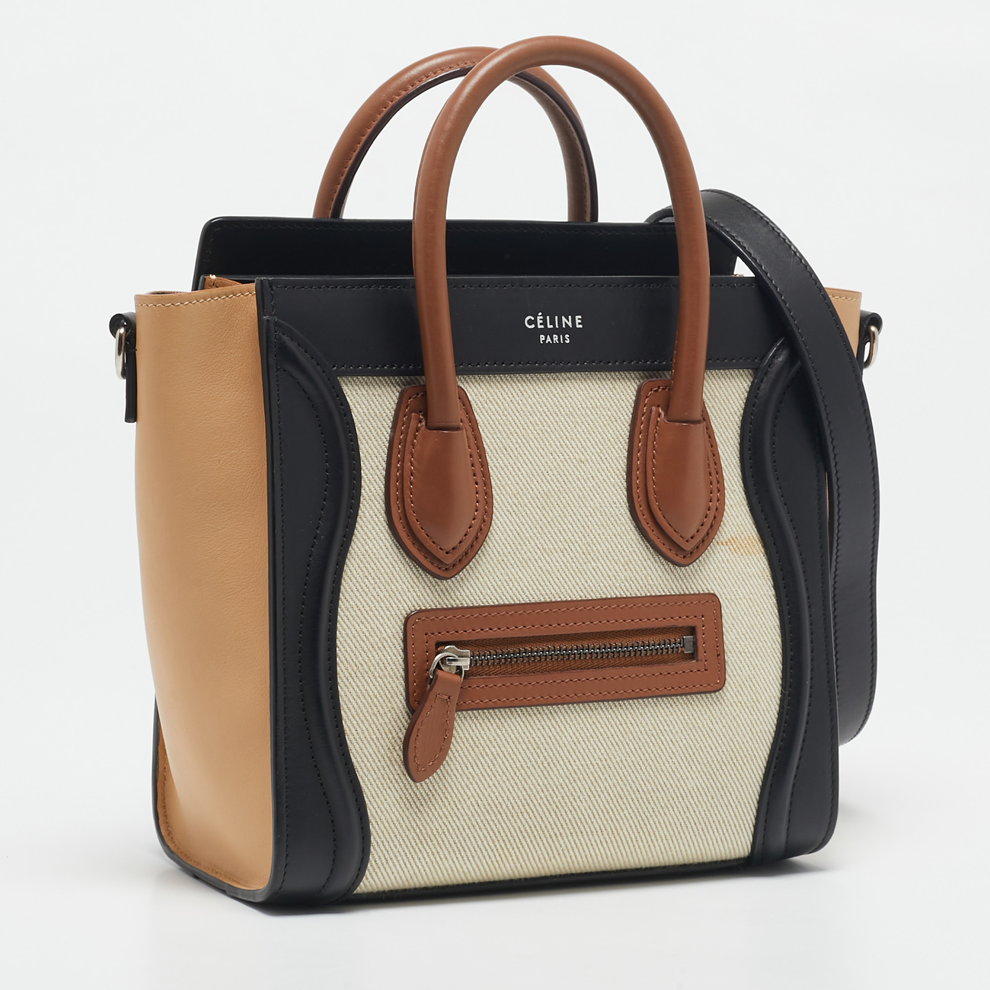 Celine Multicolor Leather and Fabric Nano Luggage Tote 