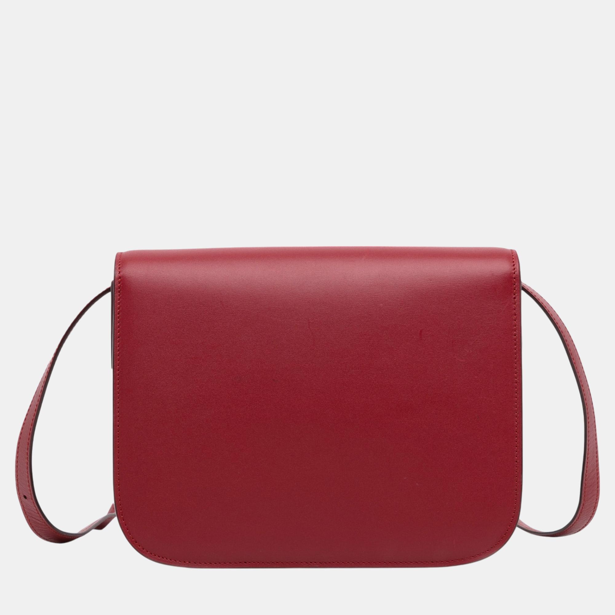 Celine Red Medium Calfskin Classic Box Bag 