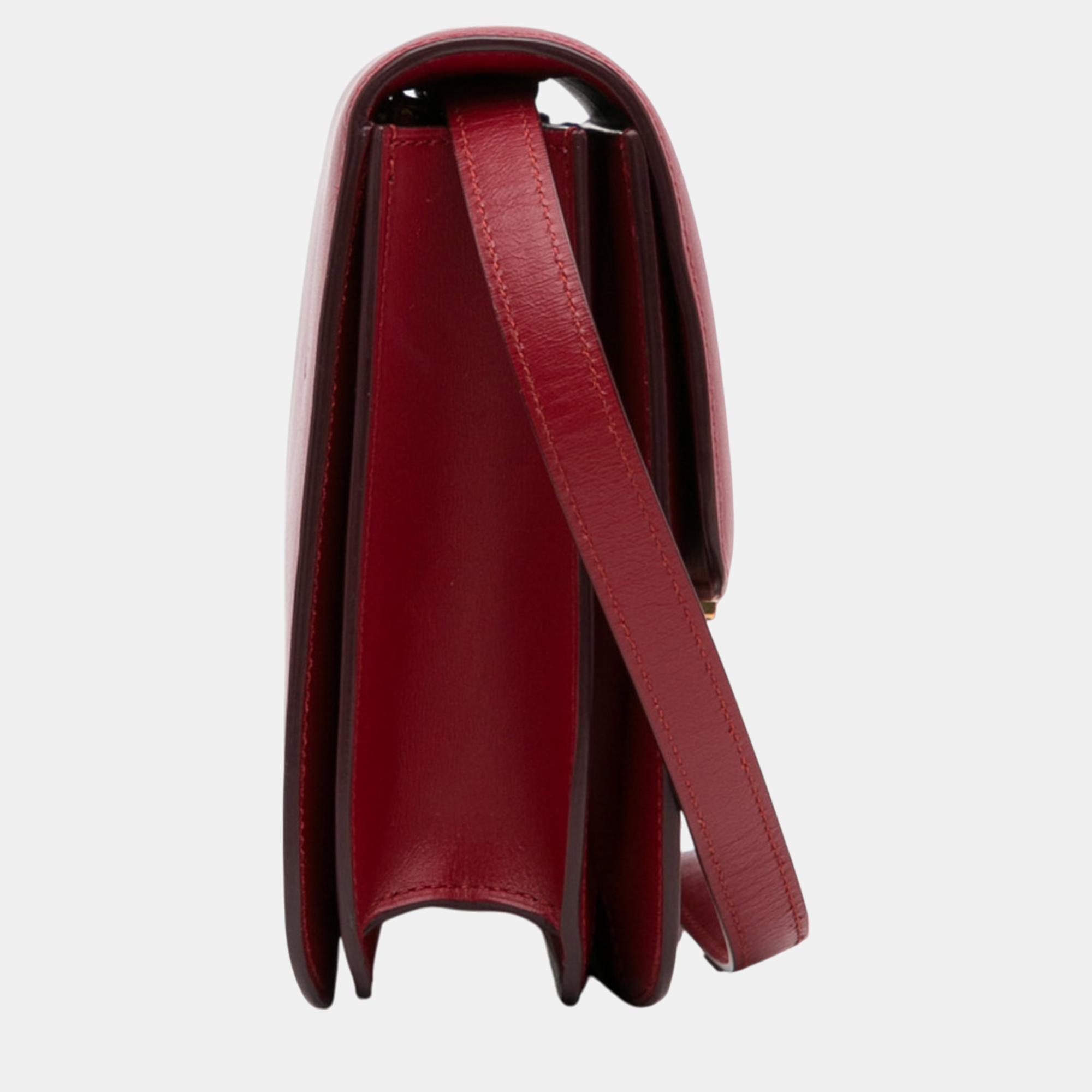 Celine Red Medium Calfskin Classic Box Bag 