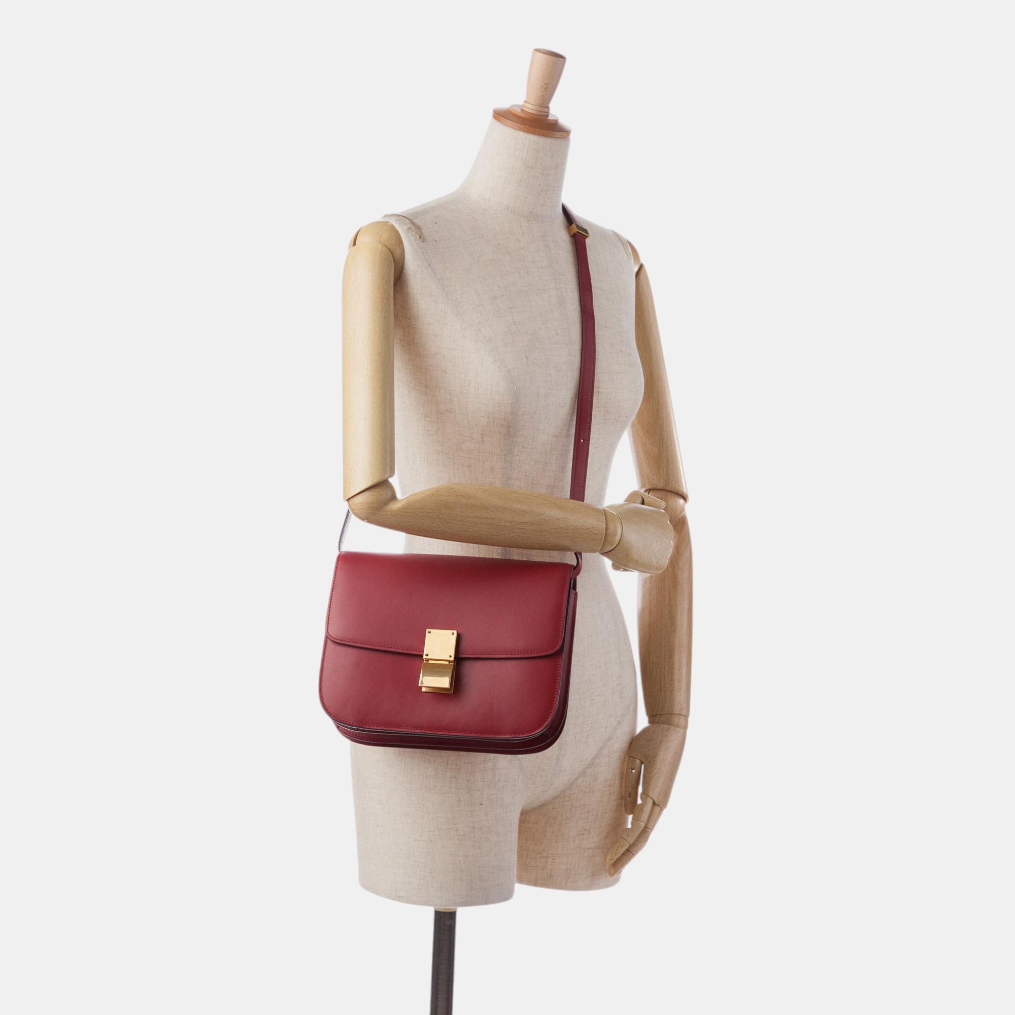 Celine Red Medium Calfskin Classic Box Bag 