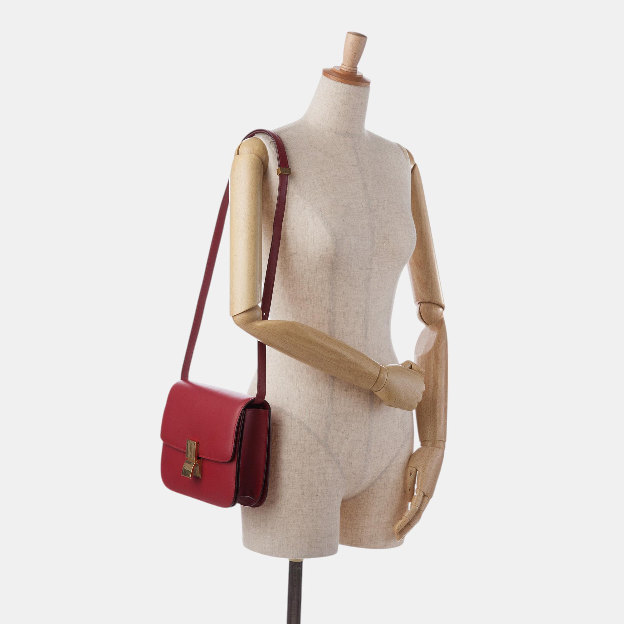 Celine Red Medium Calfskin Classic Box Bag 