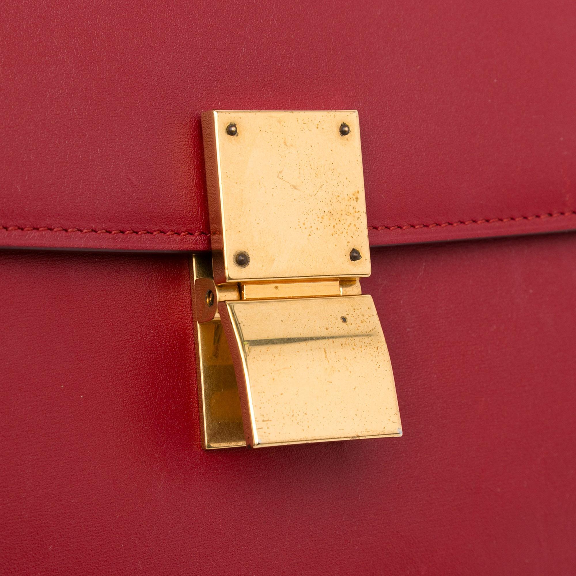 Celine Red Medium Calfskin Classic Box Bag 