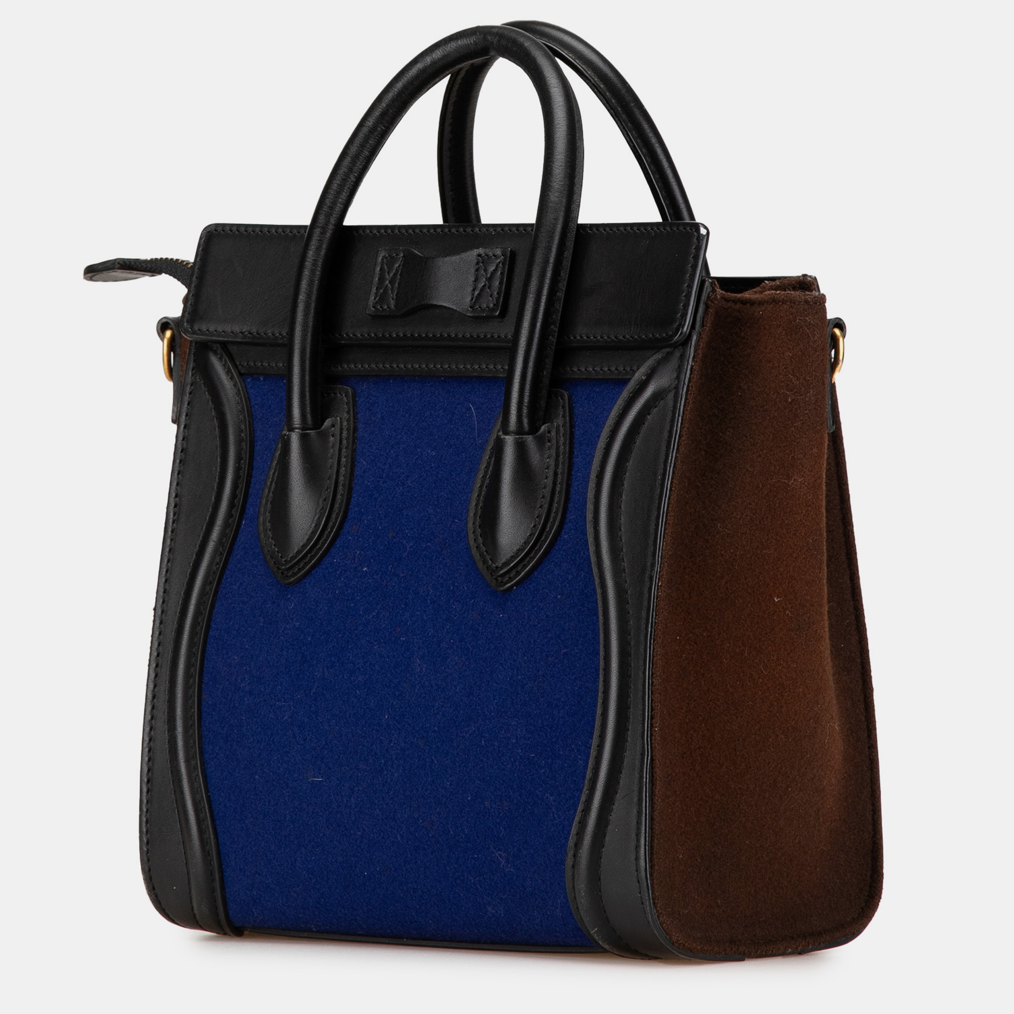 Celine Blue Nano Tricolor Felt Luggage Tote 