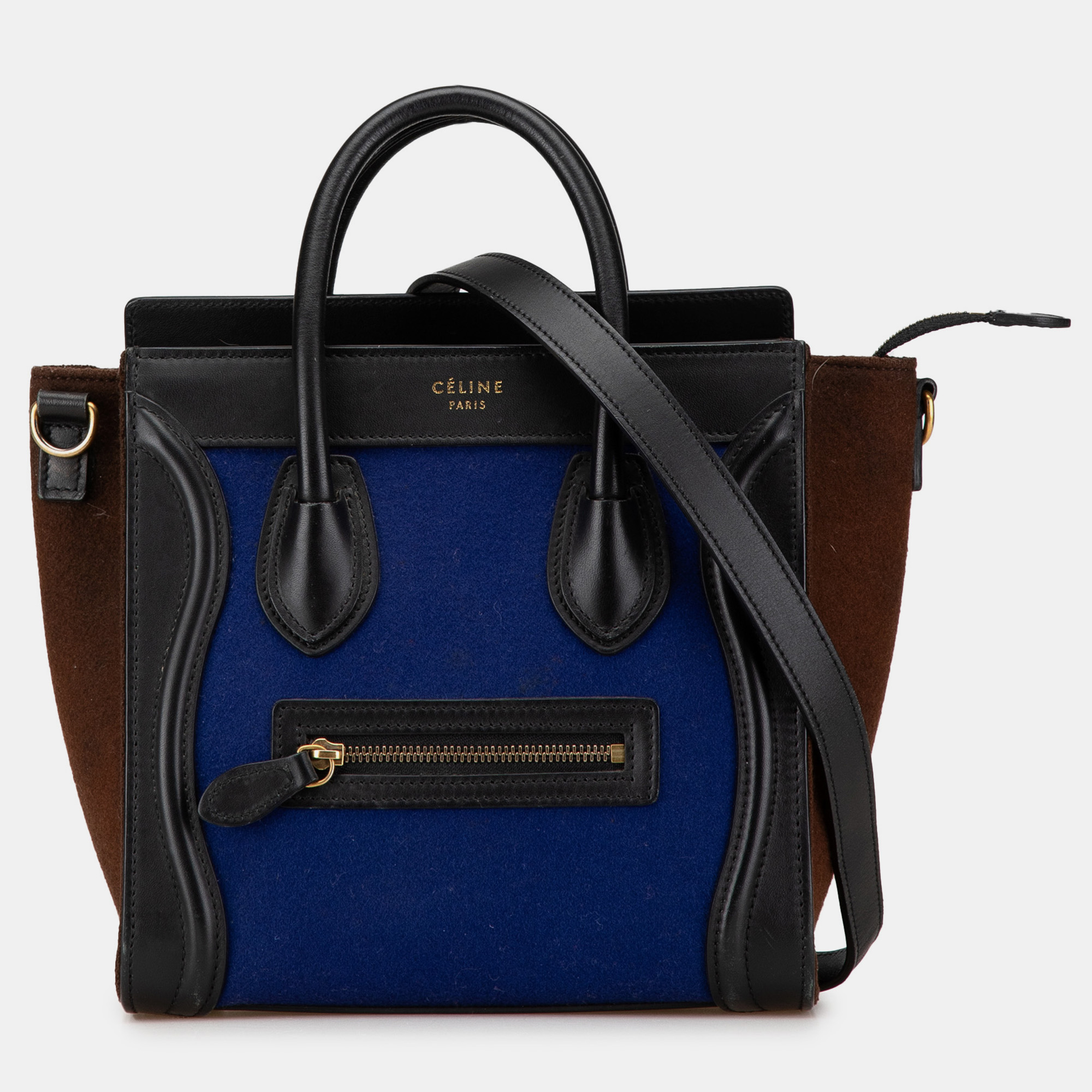 

Celine Blue Nano Tricolor Felt Luggage Tote