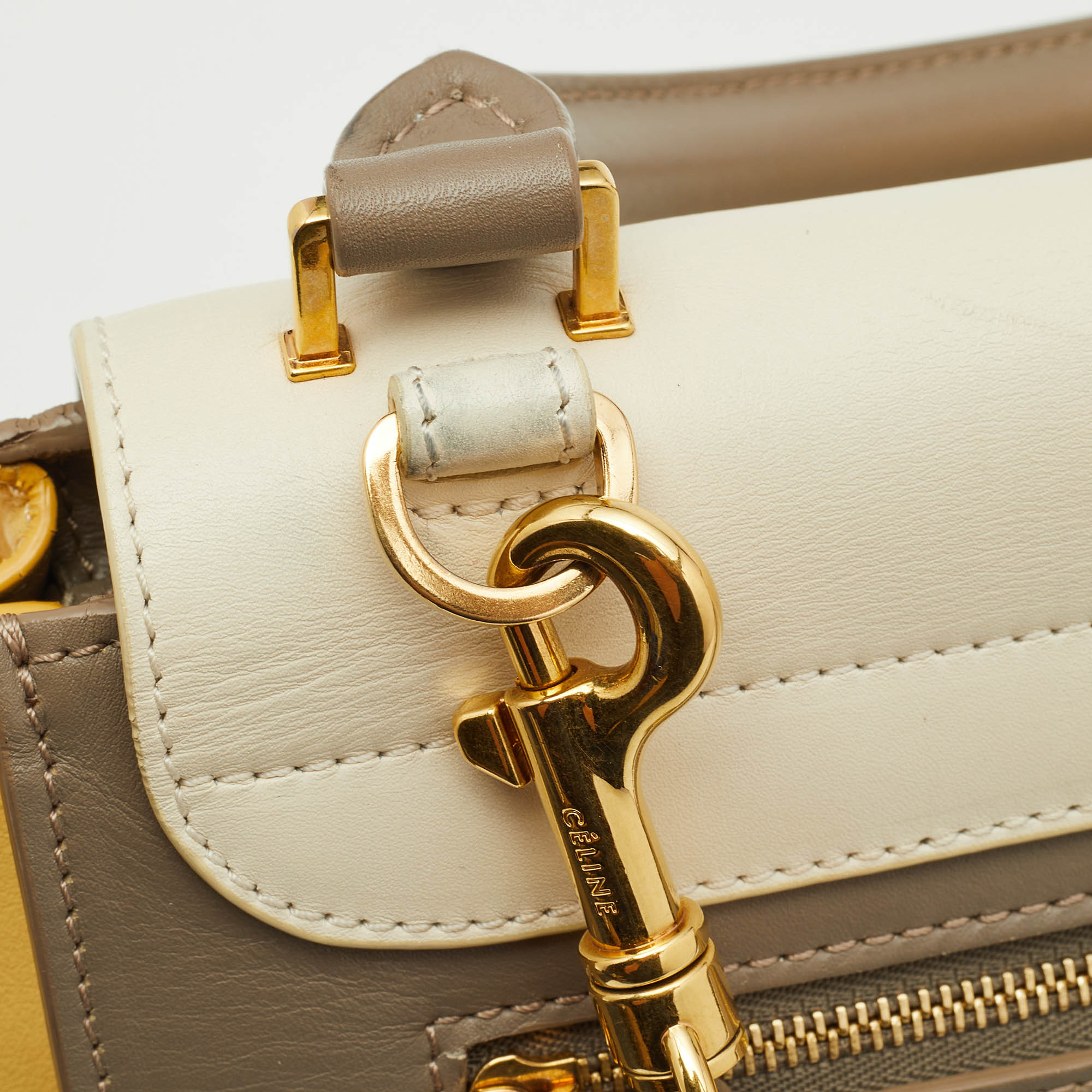 Celine Tricolor Leather Medium Trapeze Top Handle Bag 