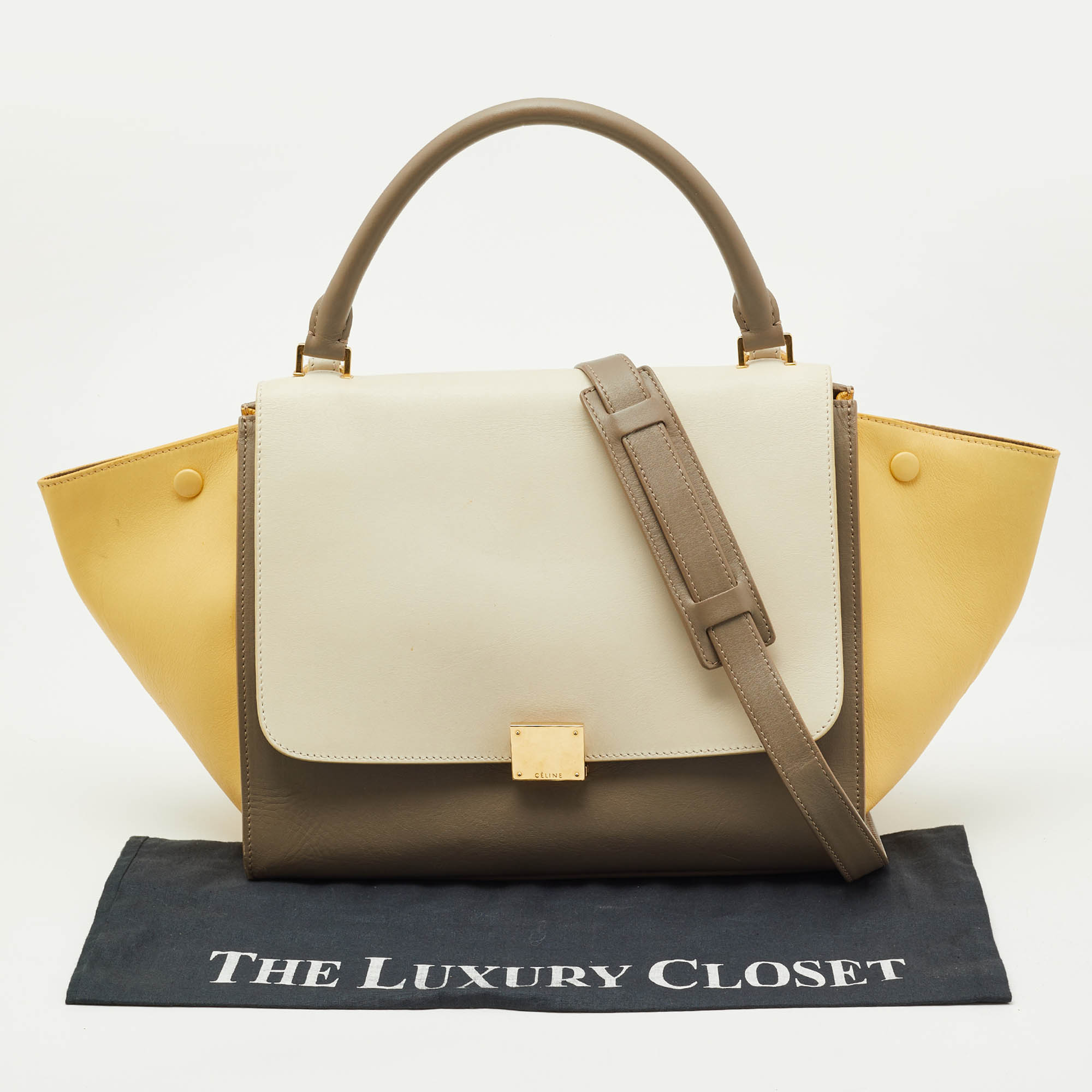 Celine Tricolor Leather Medium Trapeze Top Handle Bag 