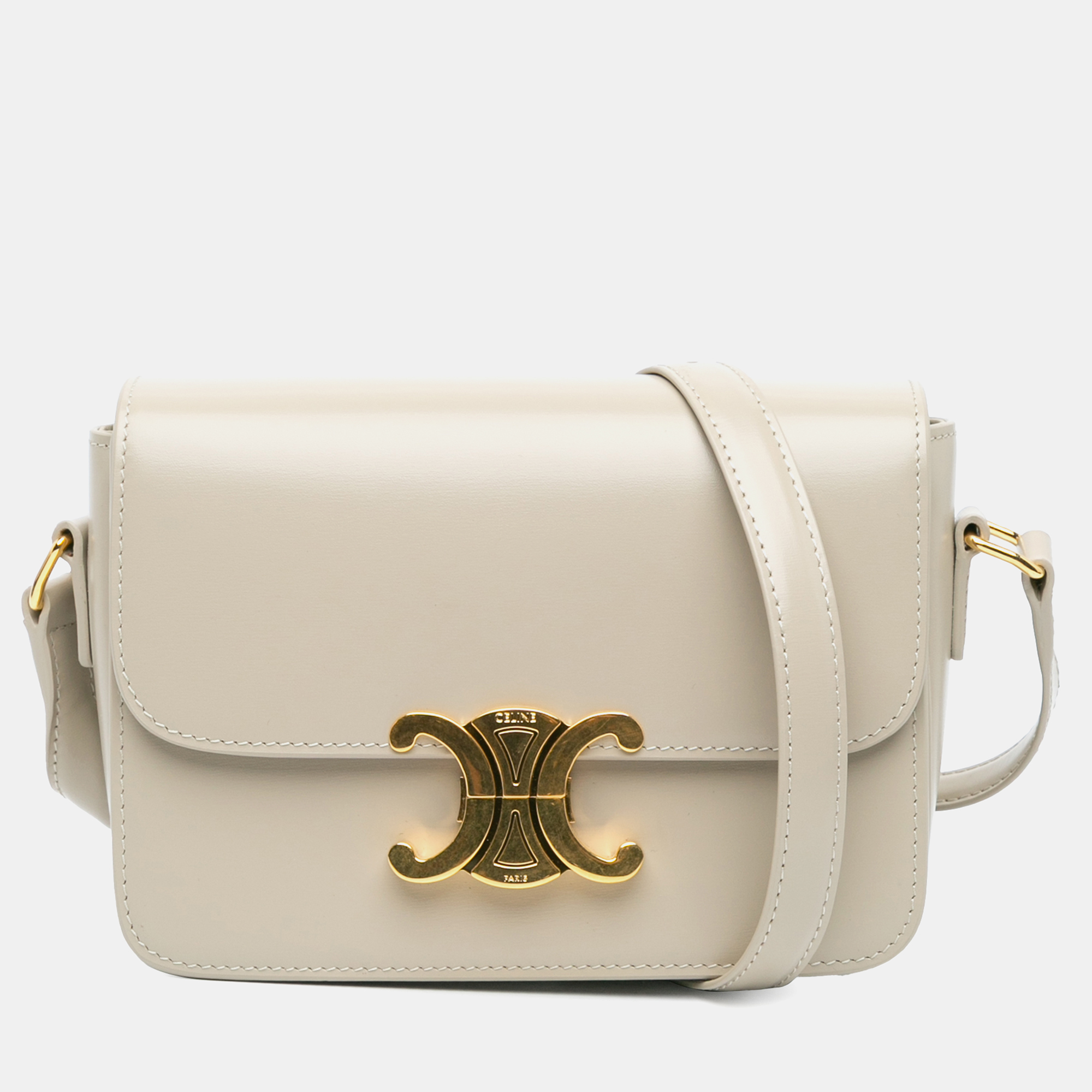 

Celine Cream Teen Shiny Calfskin Triomphe Crossbody