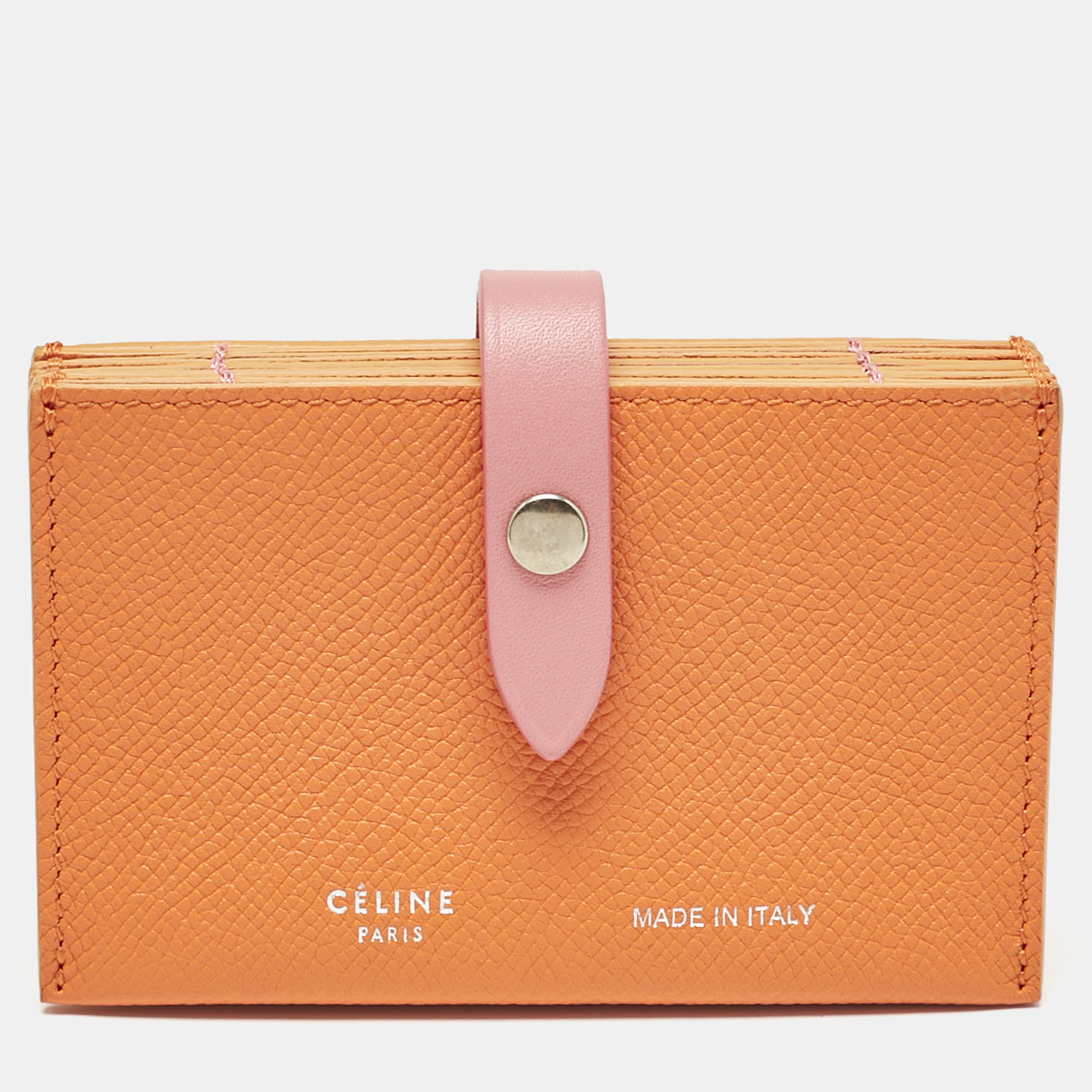 

Celine Orange/Pink Leather Accordeon Card Holder