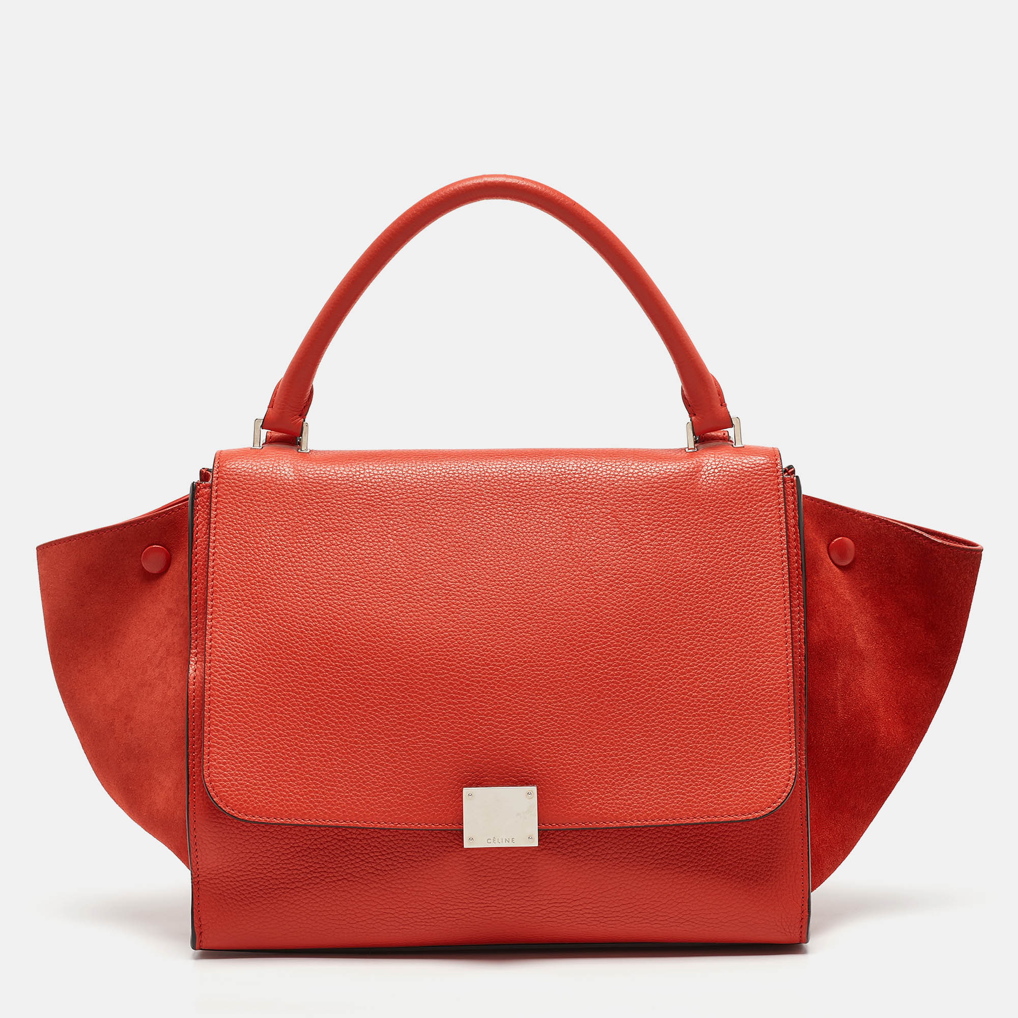 

Celine Orange Leather and Suede  Trapeze Top Handle Bag