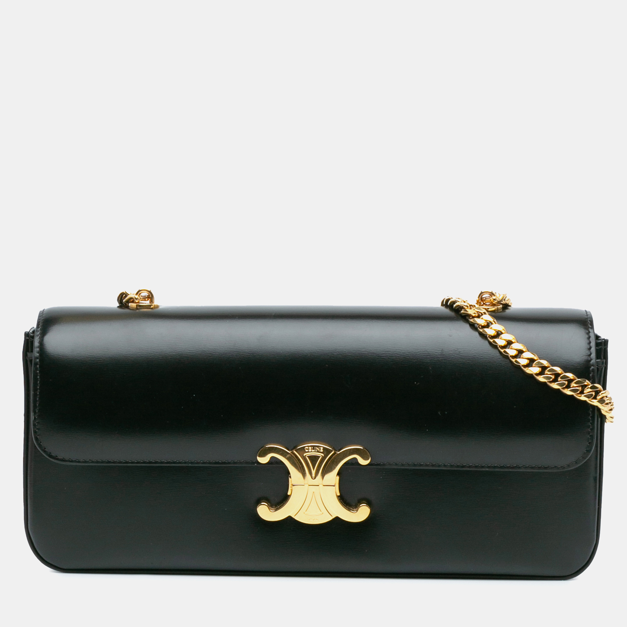 

Celine Black Triomphe Calfskin Cuir Chain Shoulder Bag