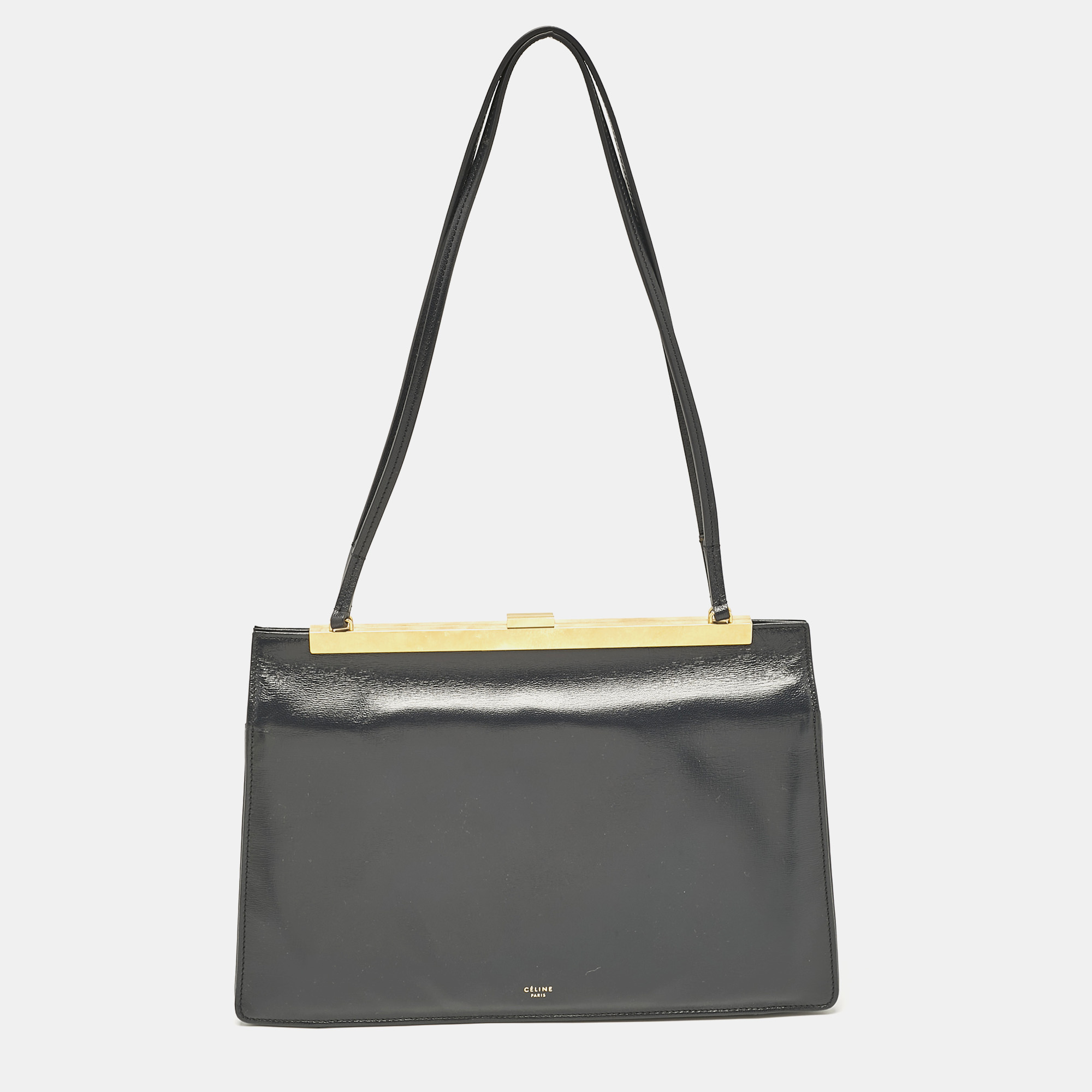 

Celine Black Leather Medium Clasp Bag