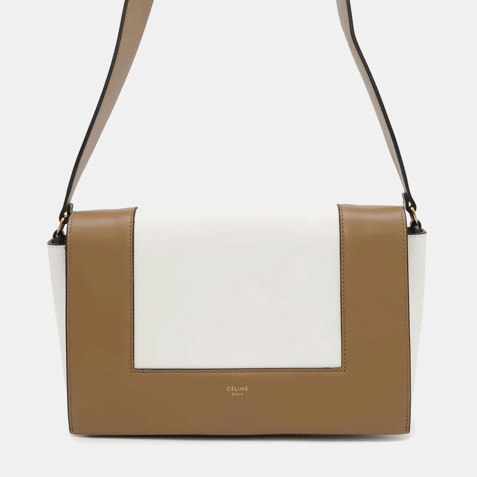 

Celine White Camel Calf Leather Medium Frame Shoulder Bag, Brown