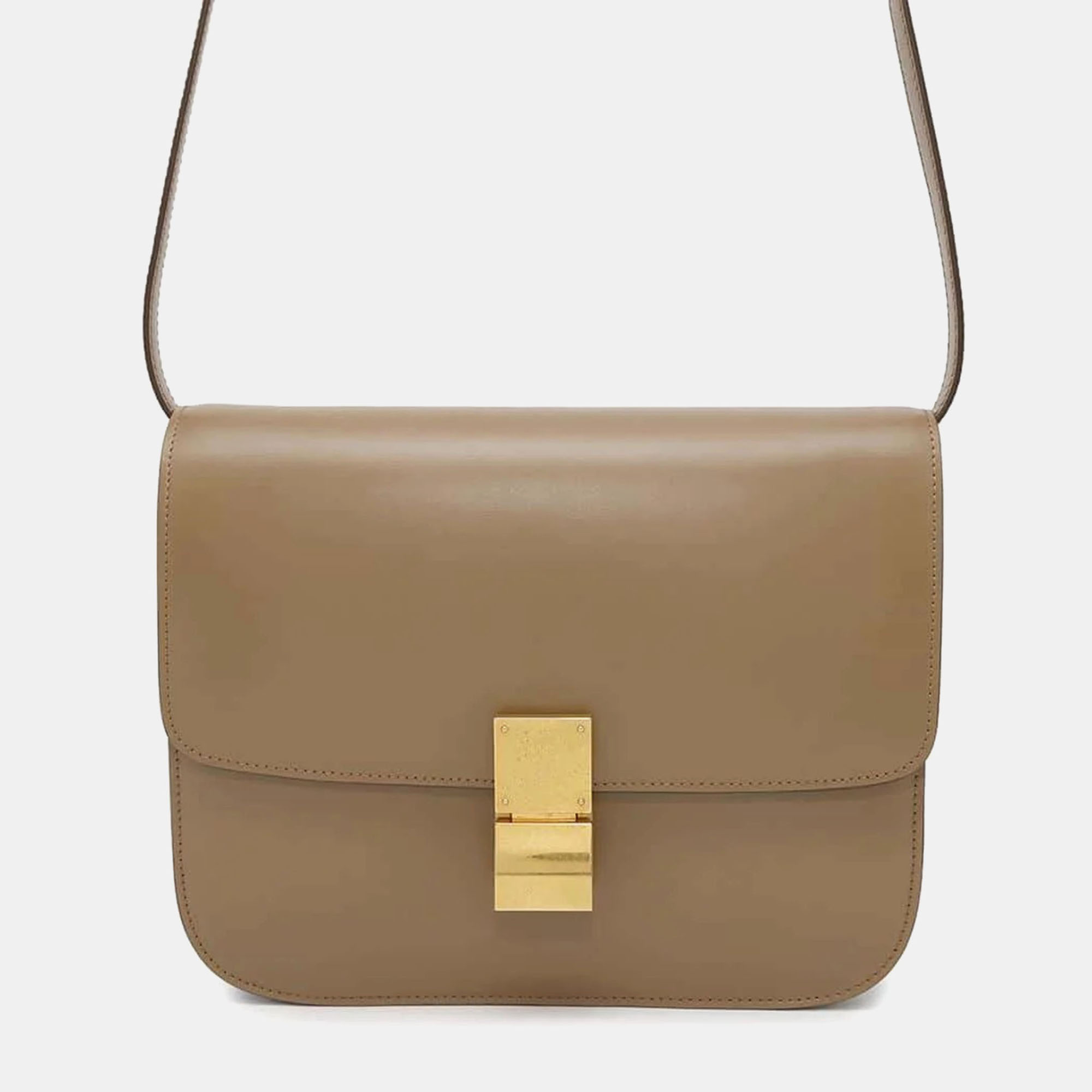 

Celine Classic Box Beige Box Calf Leatherleather Size Medium Shoulder Bag