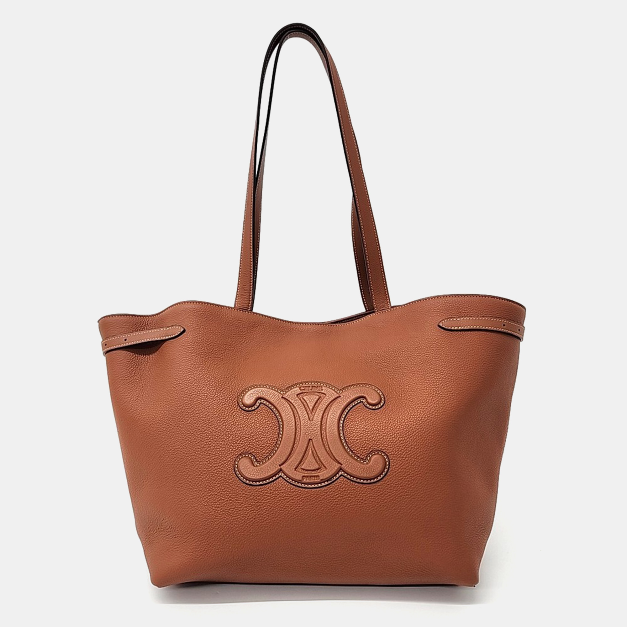 

Celine Brown Leather Coeur Triomphe Anais Cabas