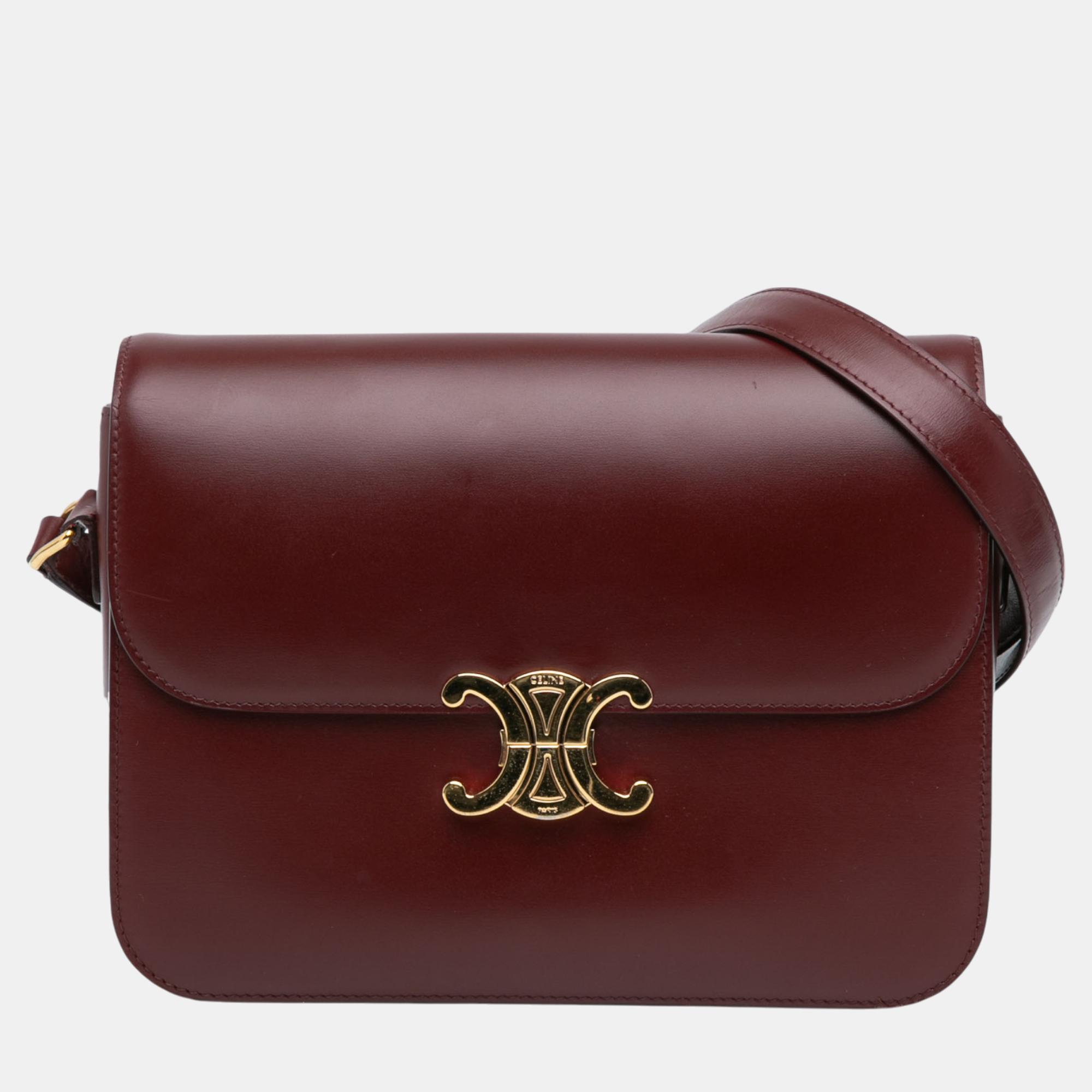 

Celine Red Large Shiny Calfskin Triomphe Crossbody