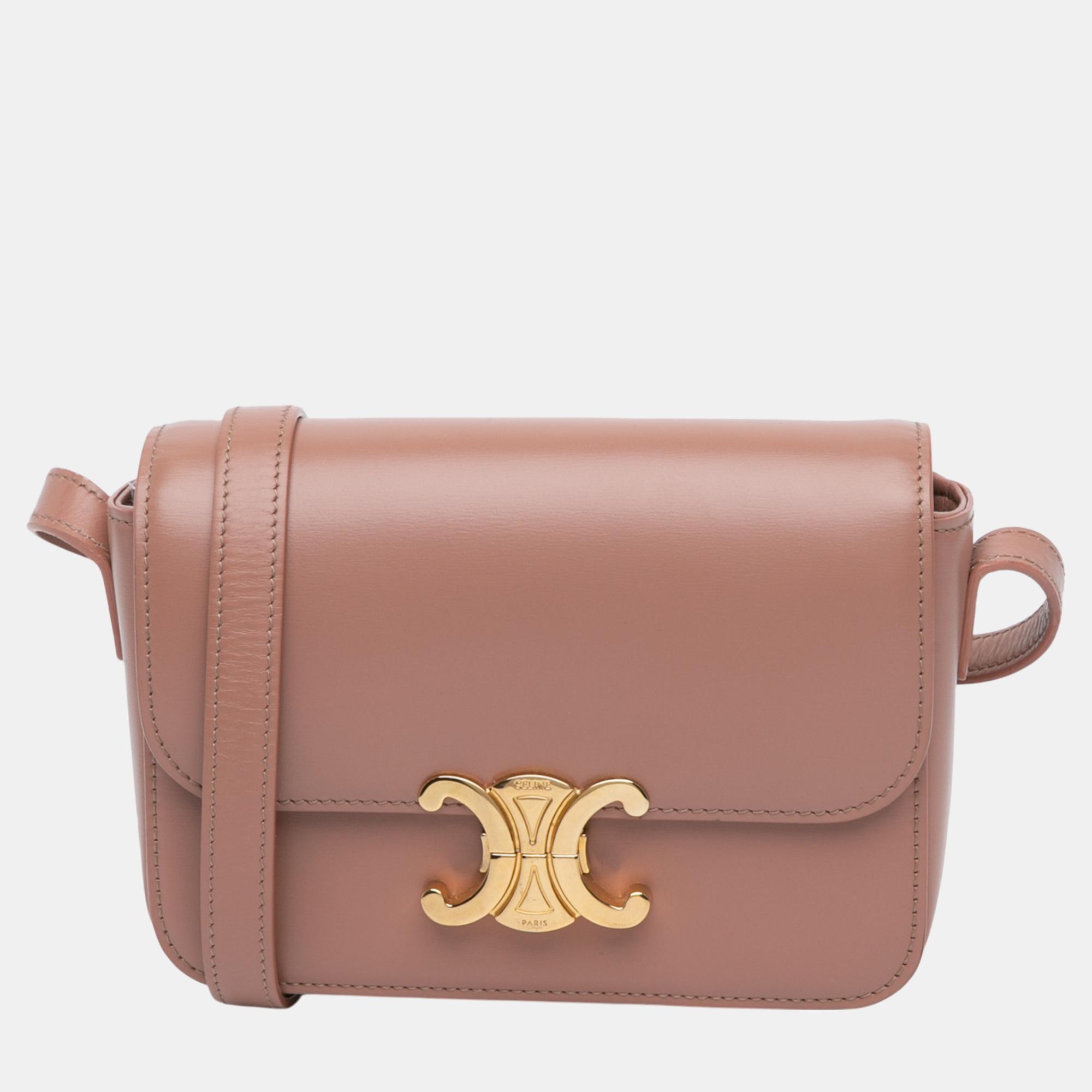 

Celine Brown Teen Shiny Calfskin Triomphe Crossbody