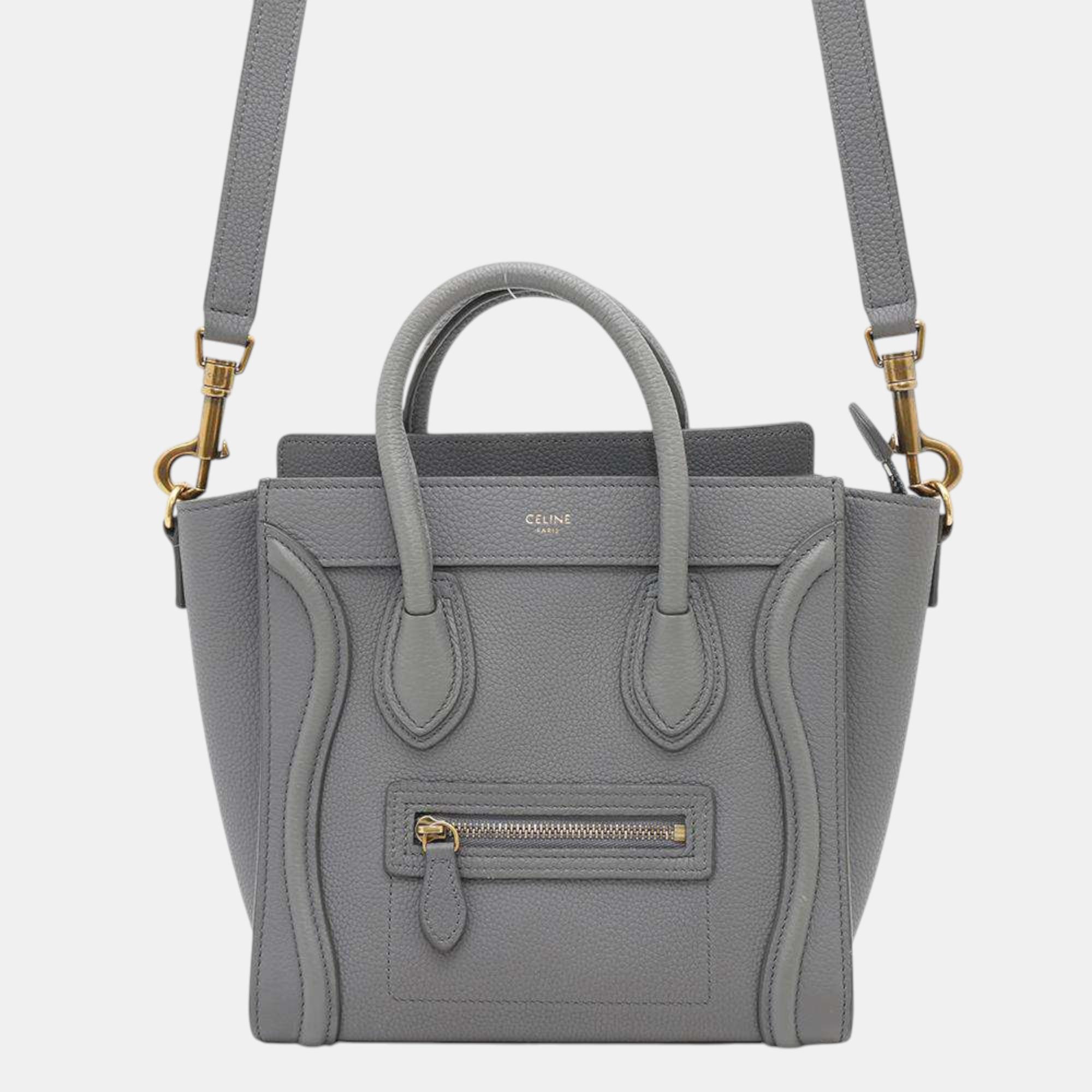 

Celine Luggage Shopper Gray Leather Size Nano, Grey