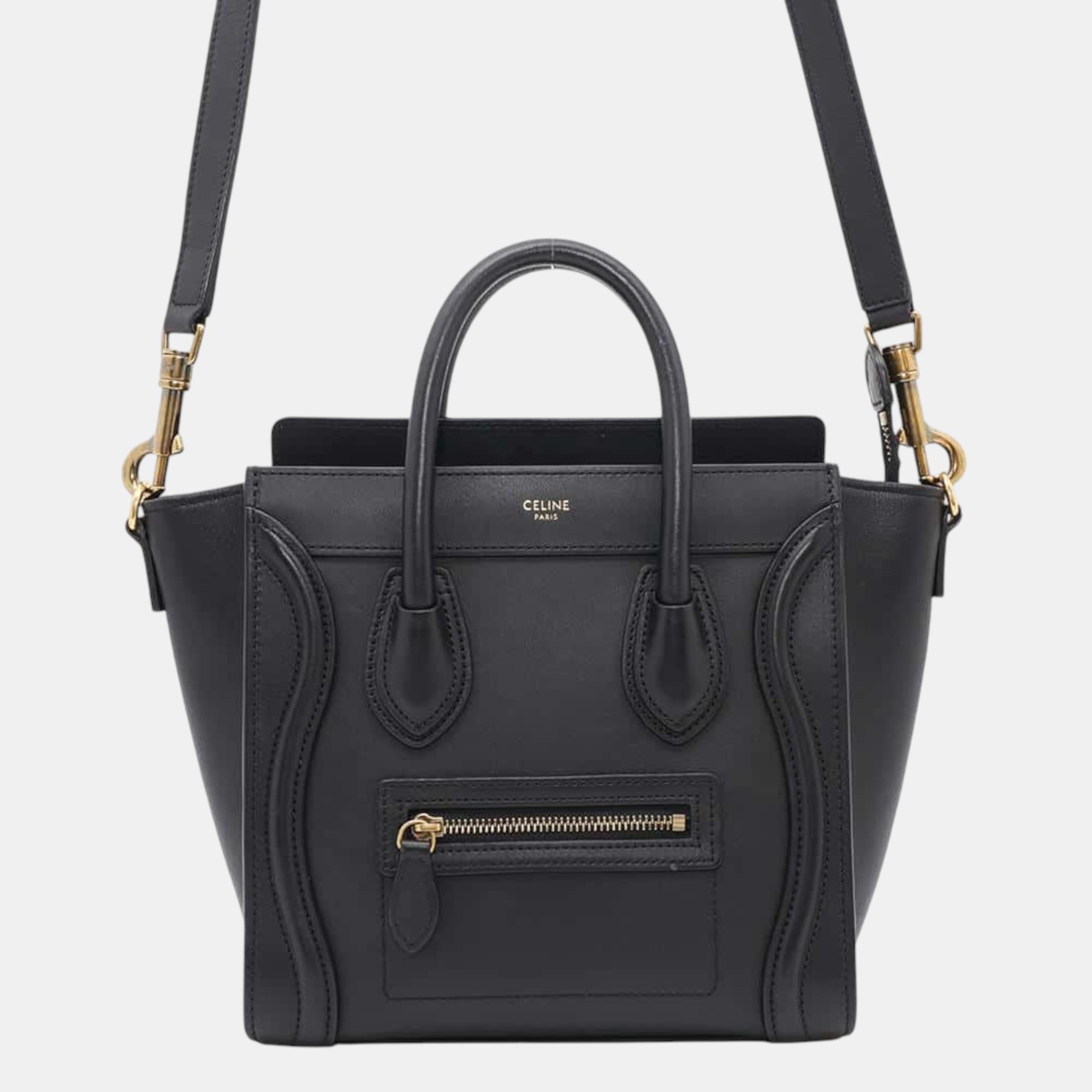 

Celine Luggage Black Smooth Calf Leather Size Nano