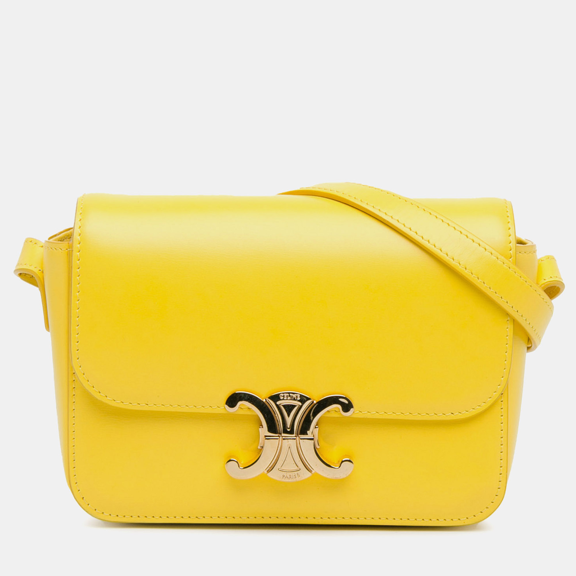 

Celine Yellow Teen Shiny Calfskin Triomphe Crossbody