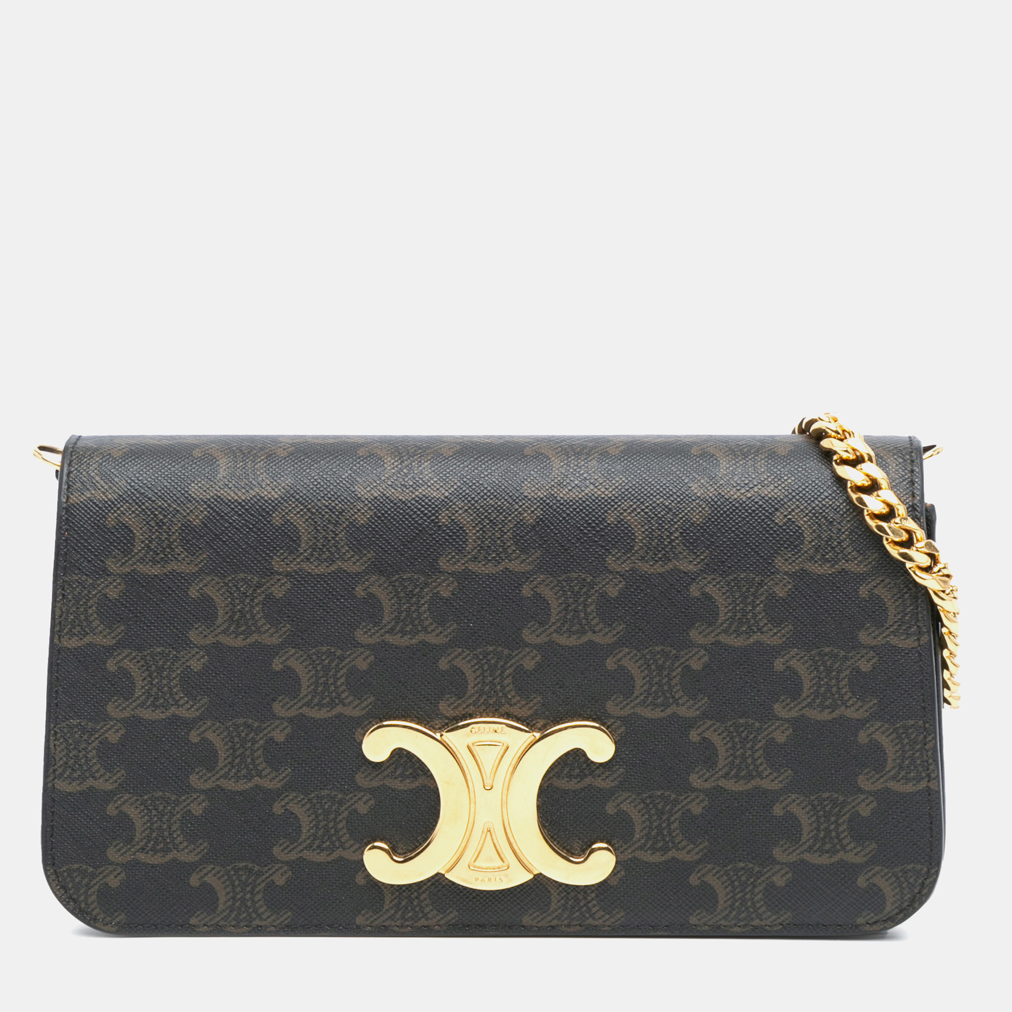 

Celine Brown Triomphe Coated Canvas Multi Pochette