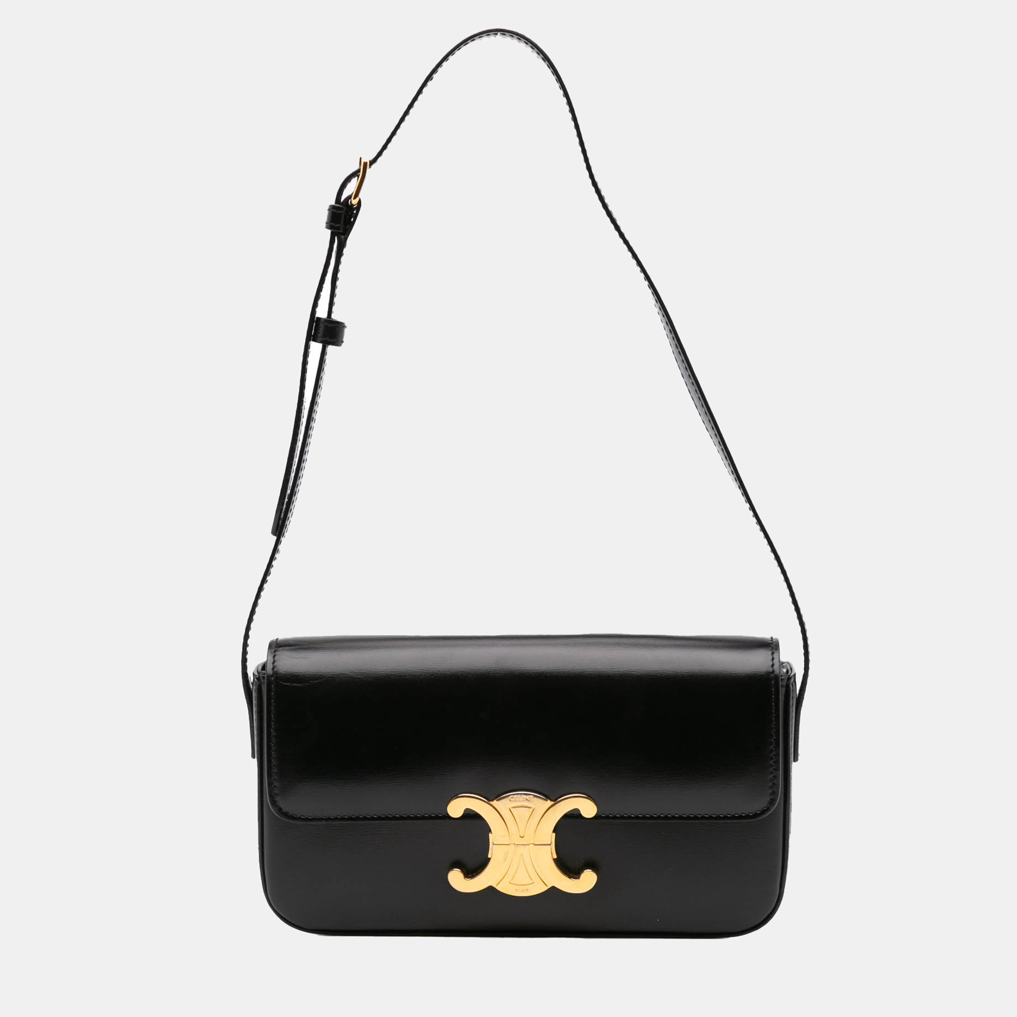 

Celine Black Shiny Calfskin Triomphe Claude Shoulder Bag