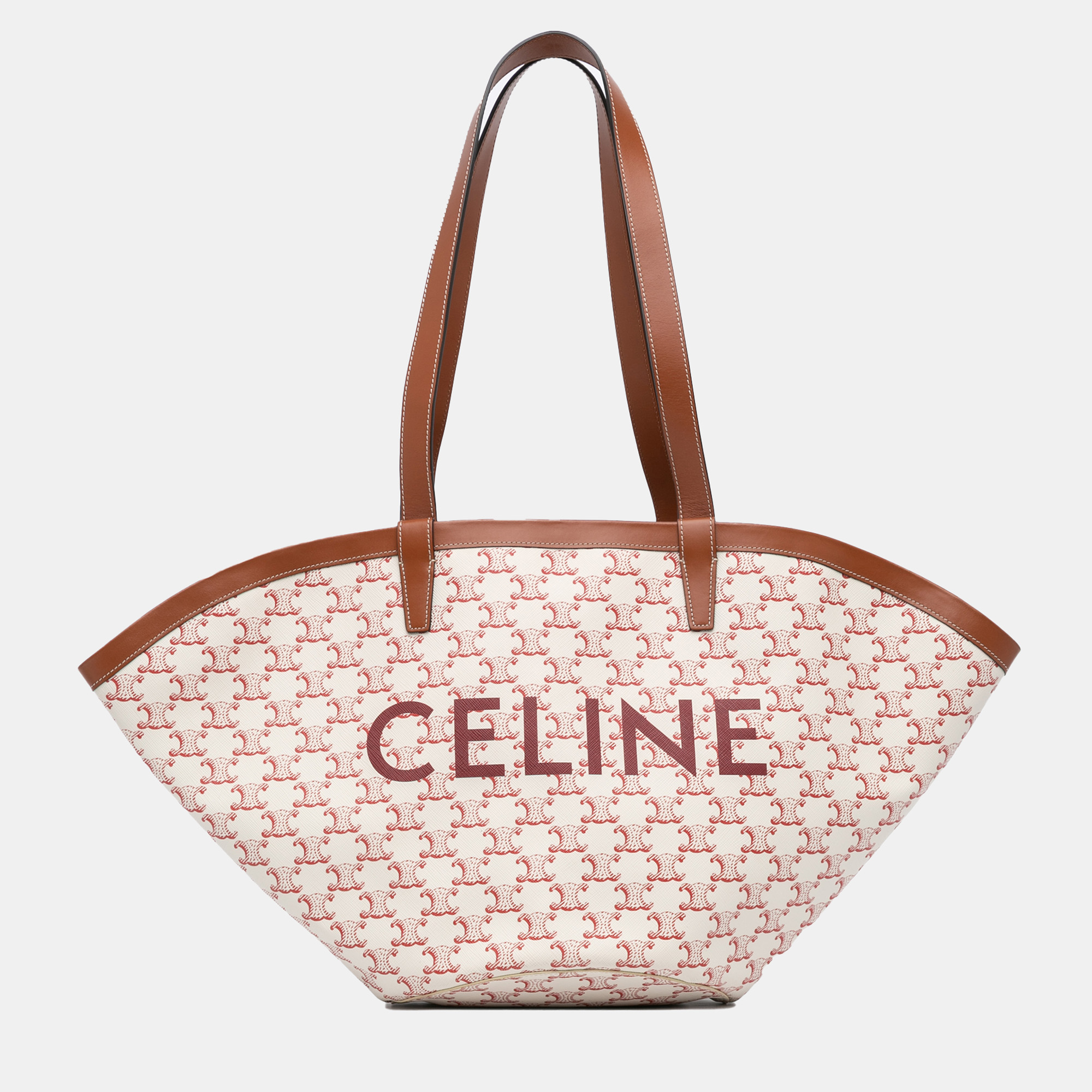 

Celine White Medium Coated Canvas Triomphe Couffin Tote