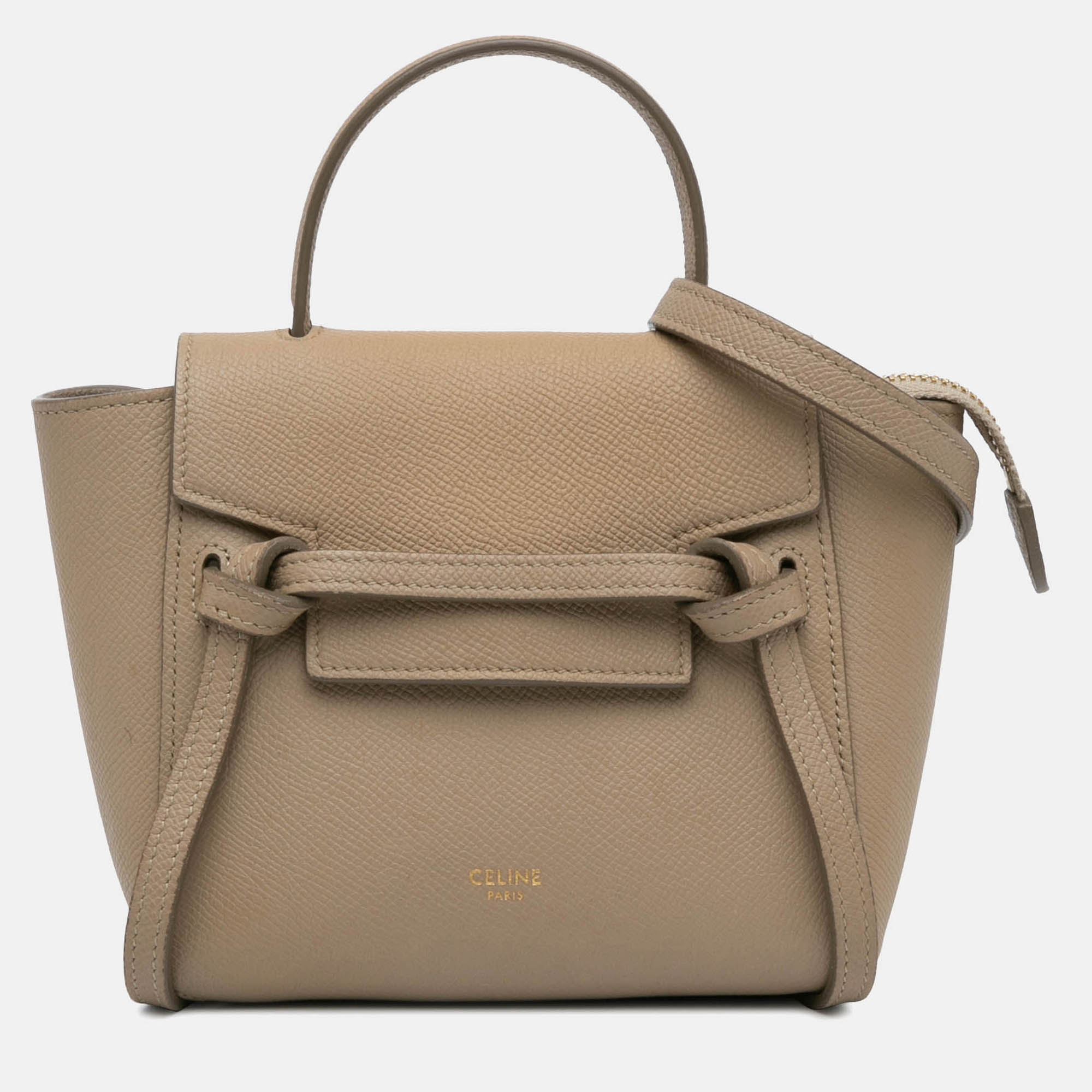 

Celine Beige Brown Pico Grained Calfskin Belt Bag