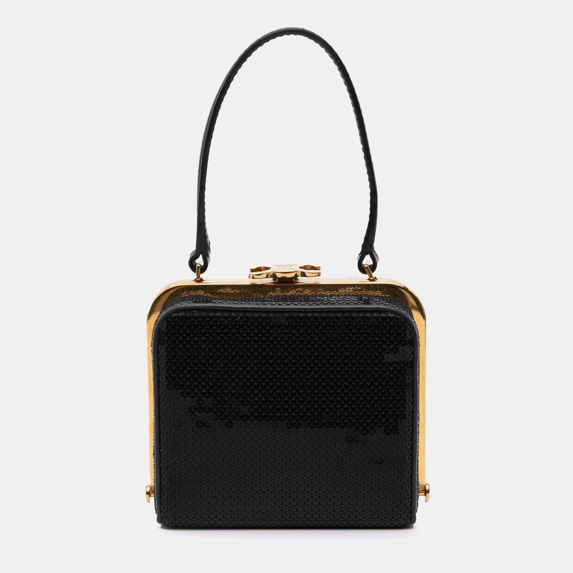 

Celine Black Leather Sequin Triomphe Minaudiere