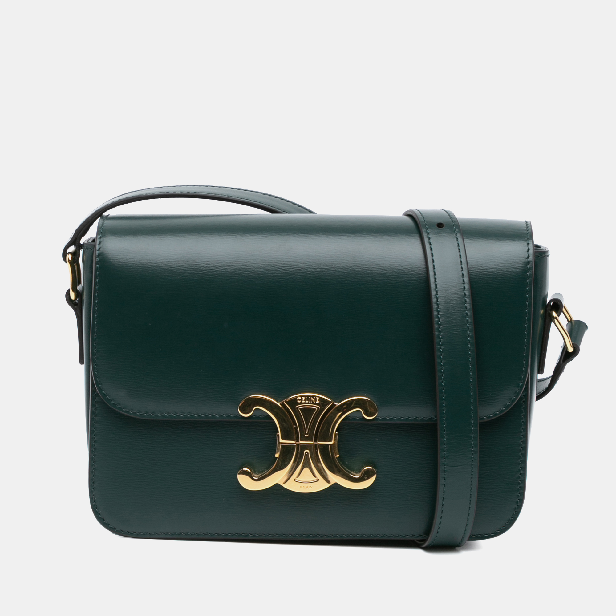 

Celine Green Teen Shiny Calfskin Triomphe Crossbody
