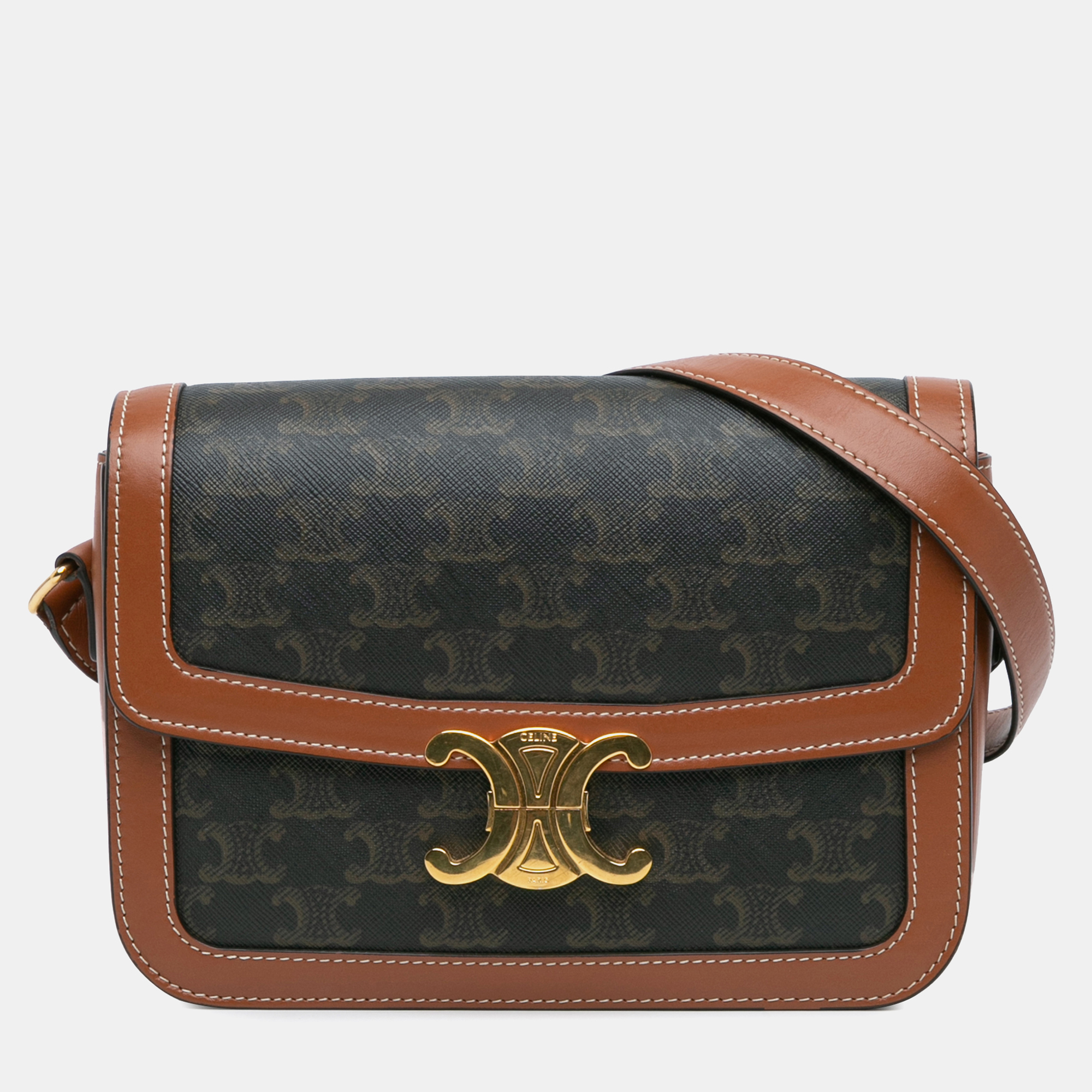 

Celine Brown Classique Coated Canvas Triomphe Crossbody