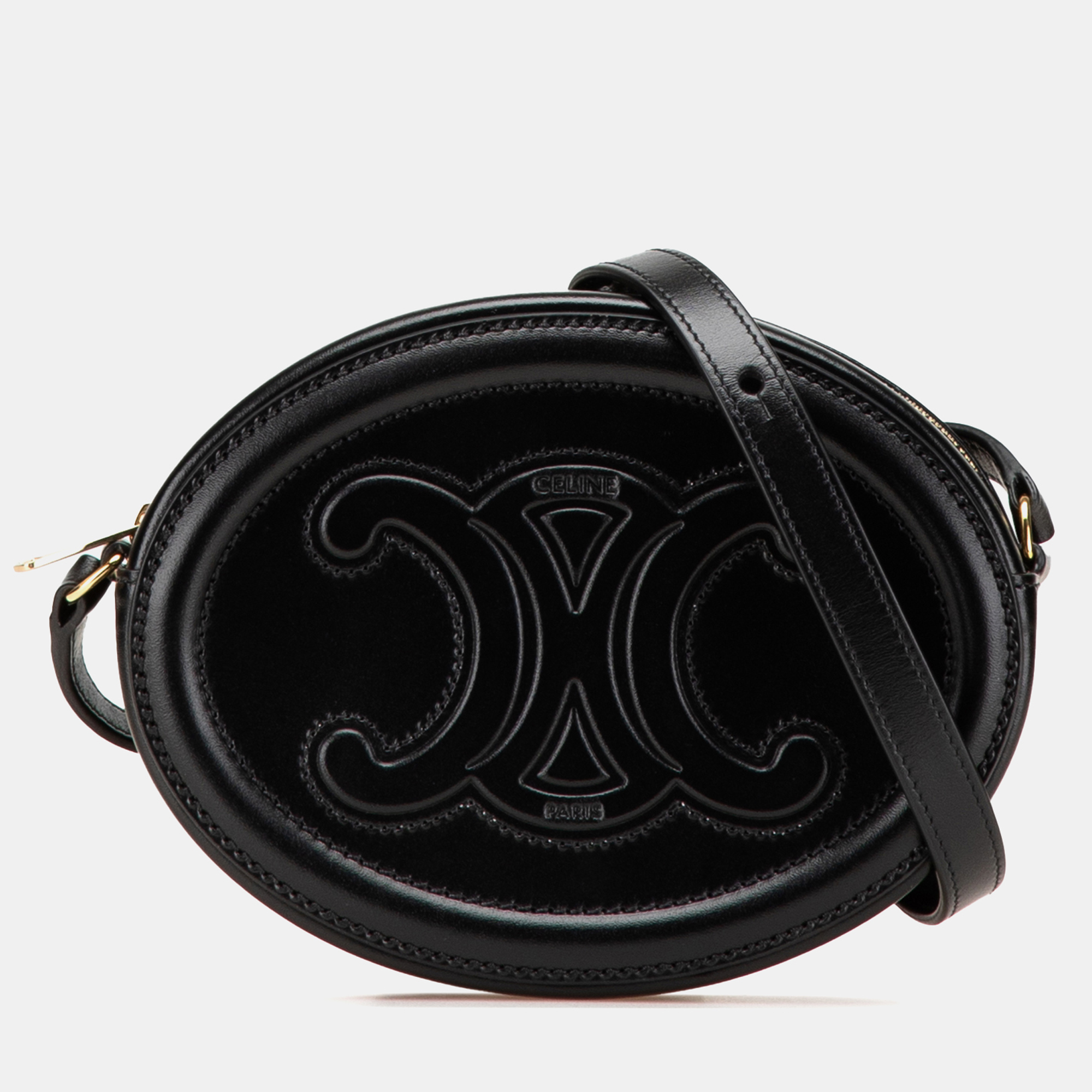 

Celine Black Small Calfskin Cuir Triomphe Oval Crossbody