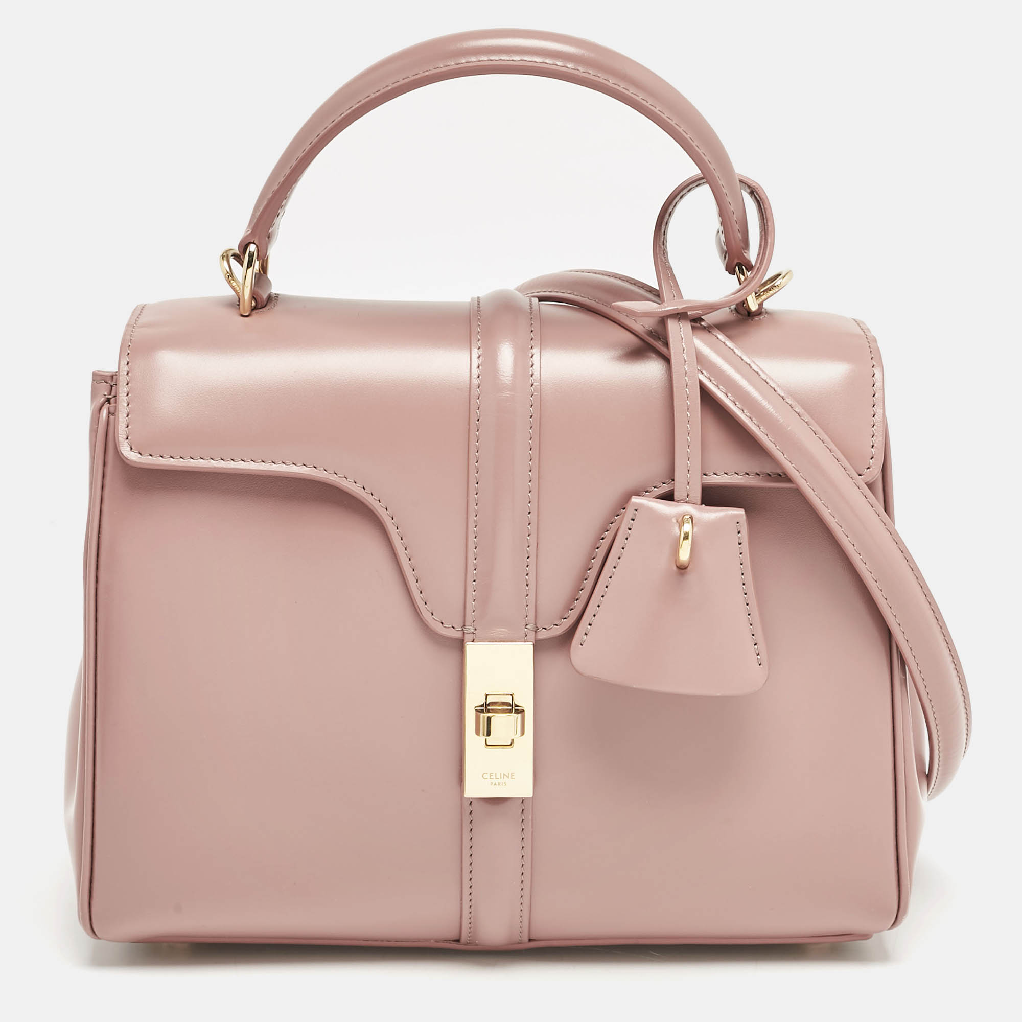 

Celine Dusty Pink Leather Small 16 Top Handle Bag